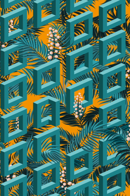 Unseen Future Orange Palm Fault Wallpaper