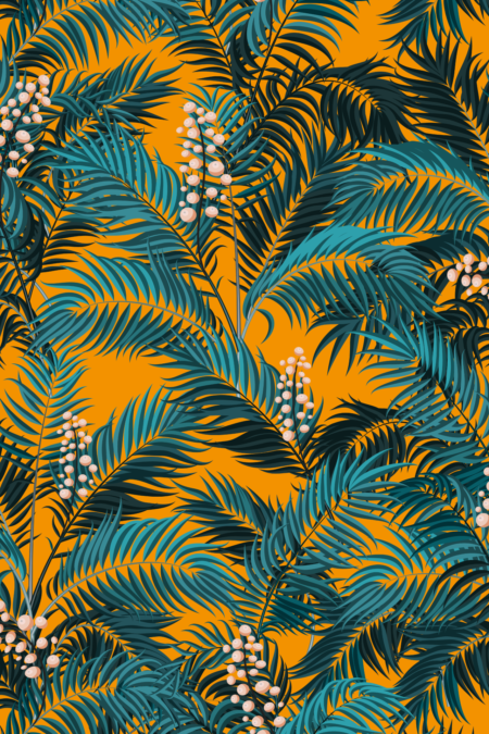 Unseen Future Orange Palm Wallpaper
