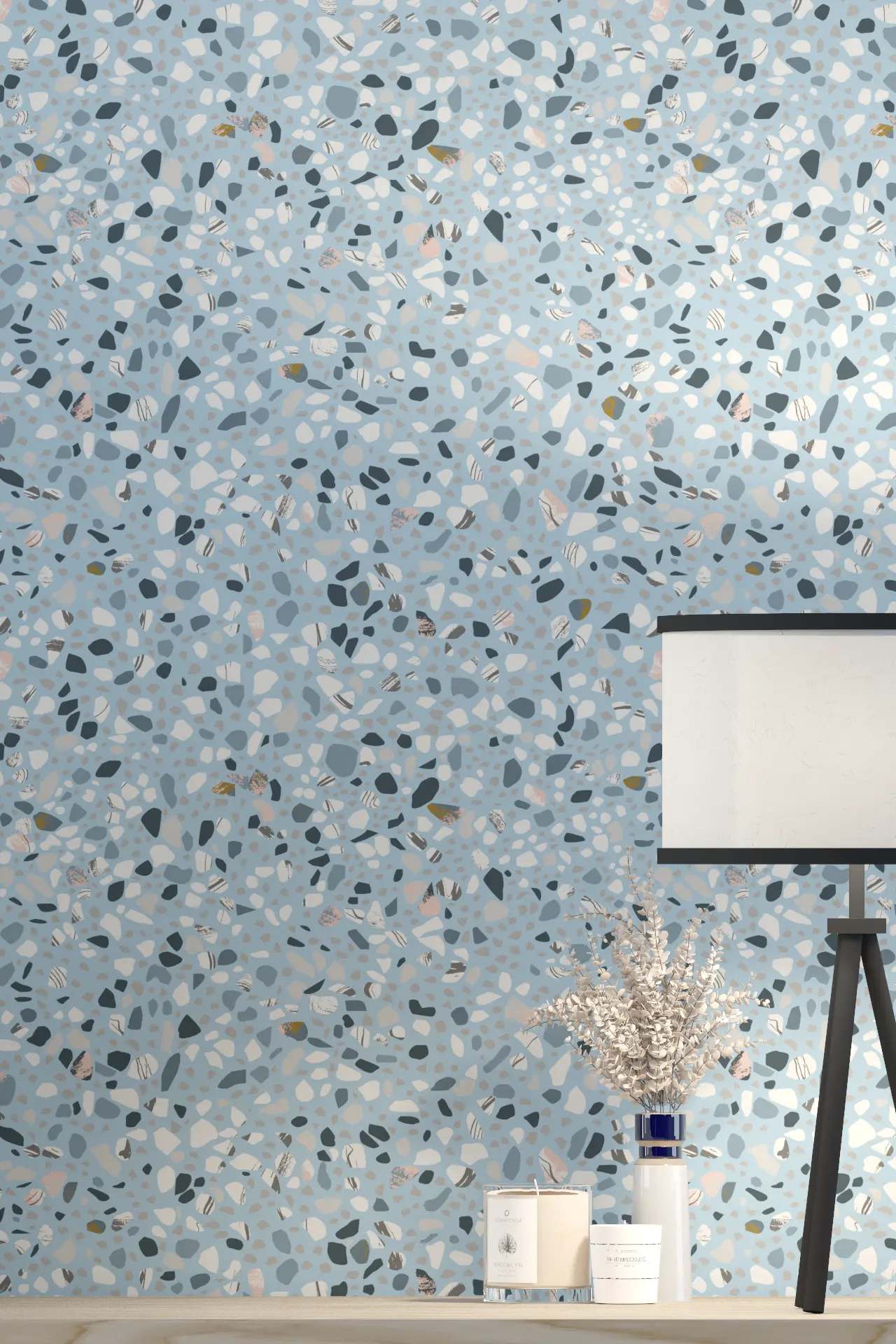 Terrazzo Calamine Blue Wallpaper