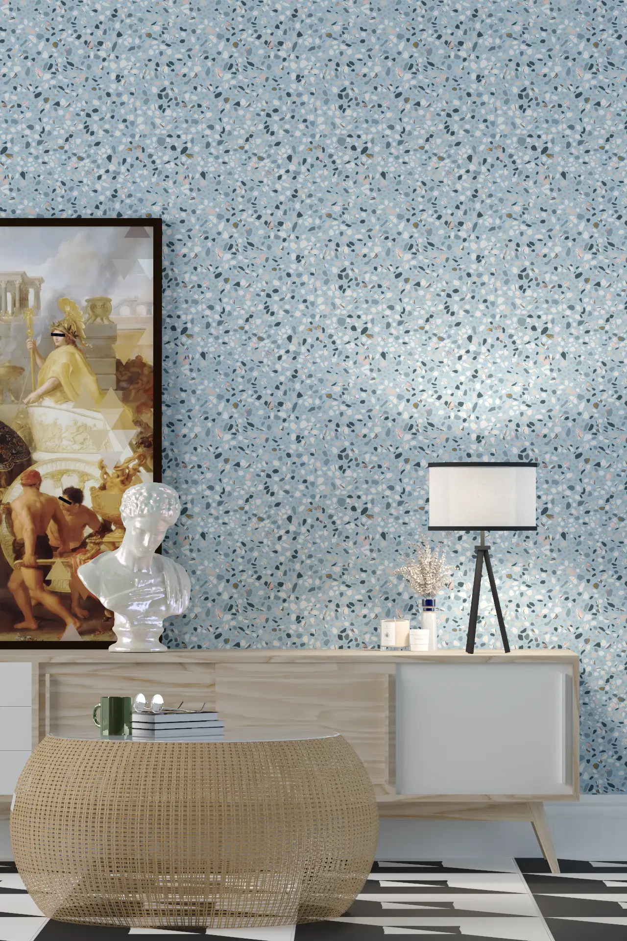 Terrazzo Calamine Blue Wallpaper