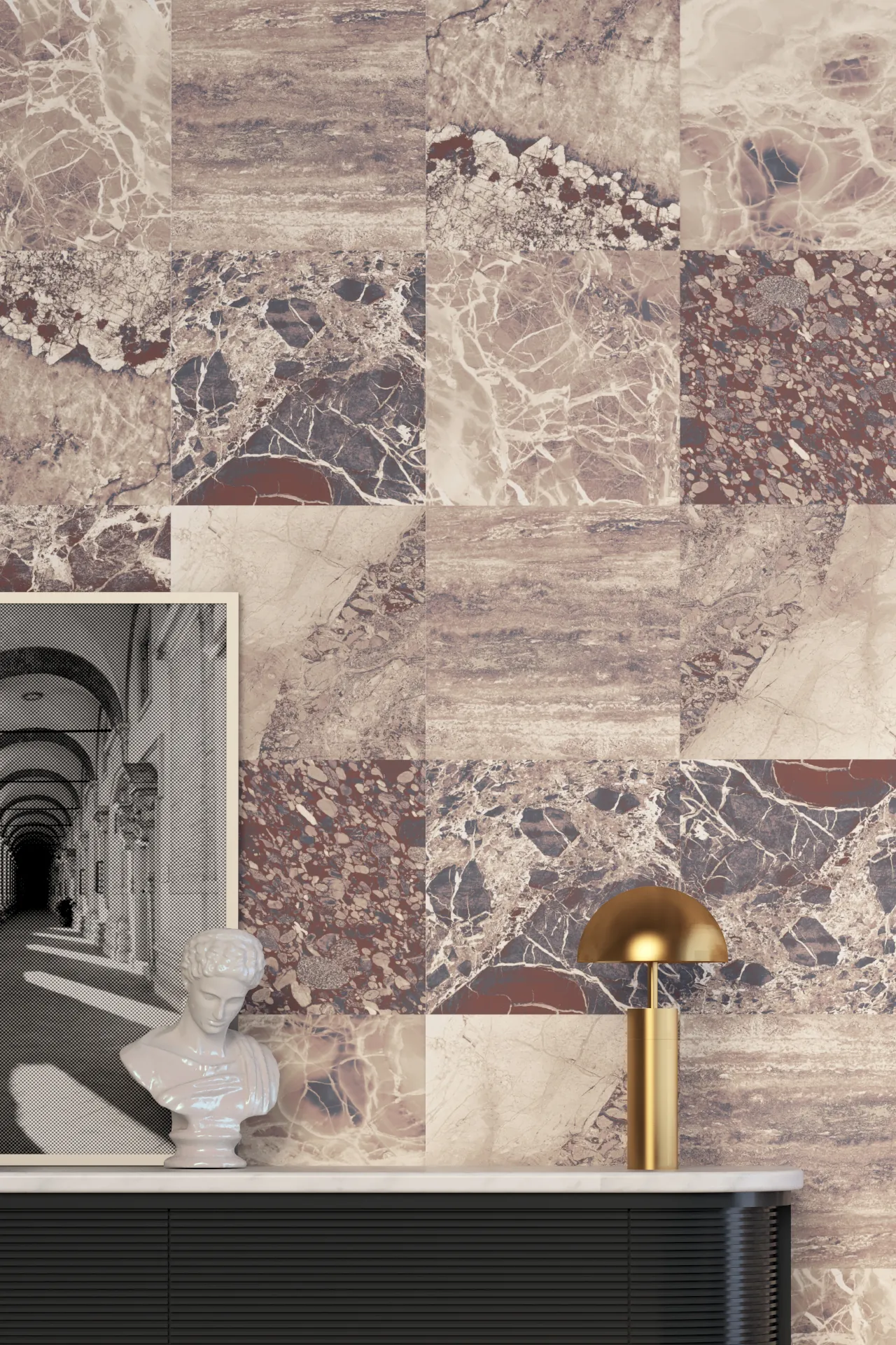 Quarry Burgundy Sand Wallpaper