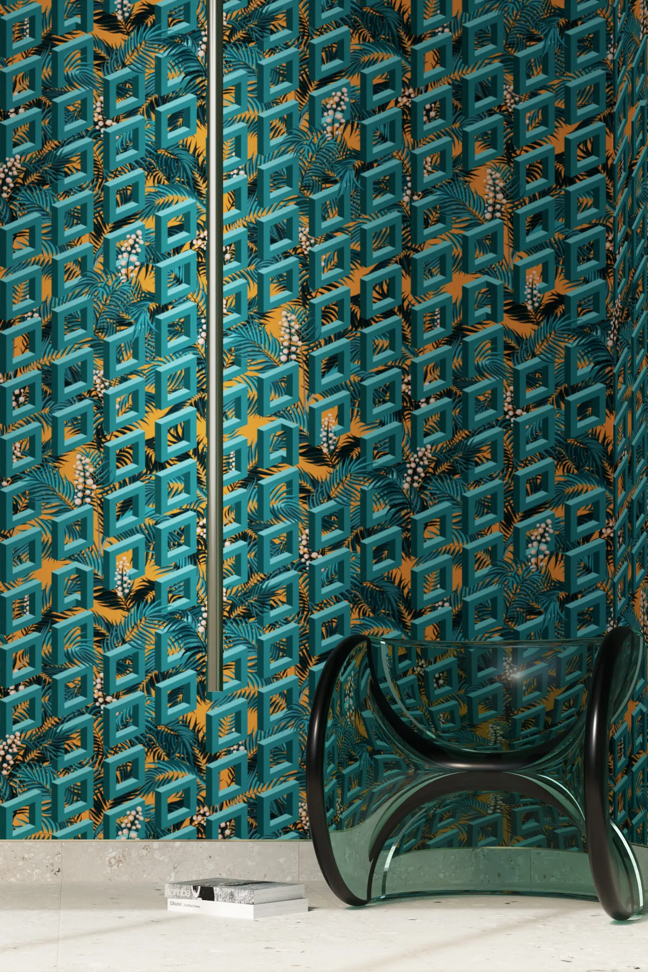 Unseen Future Orange Palm Fault Wallpaper