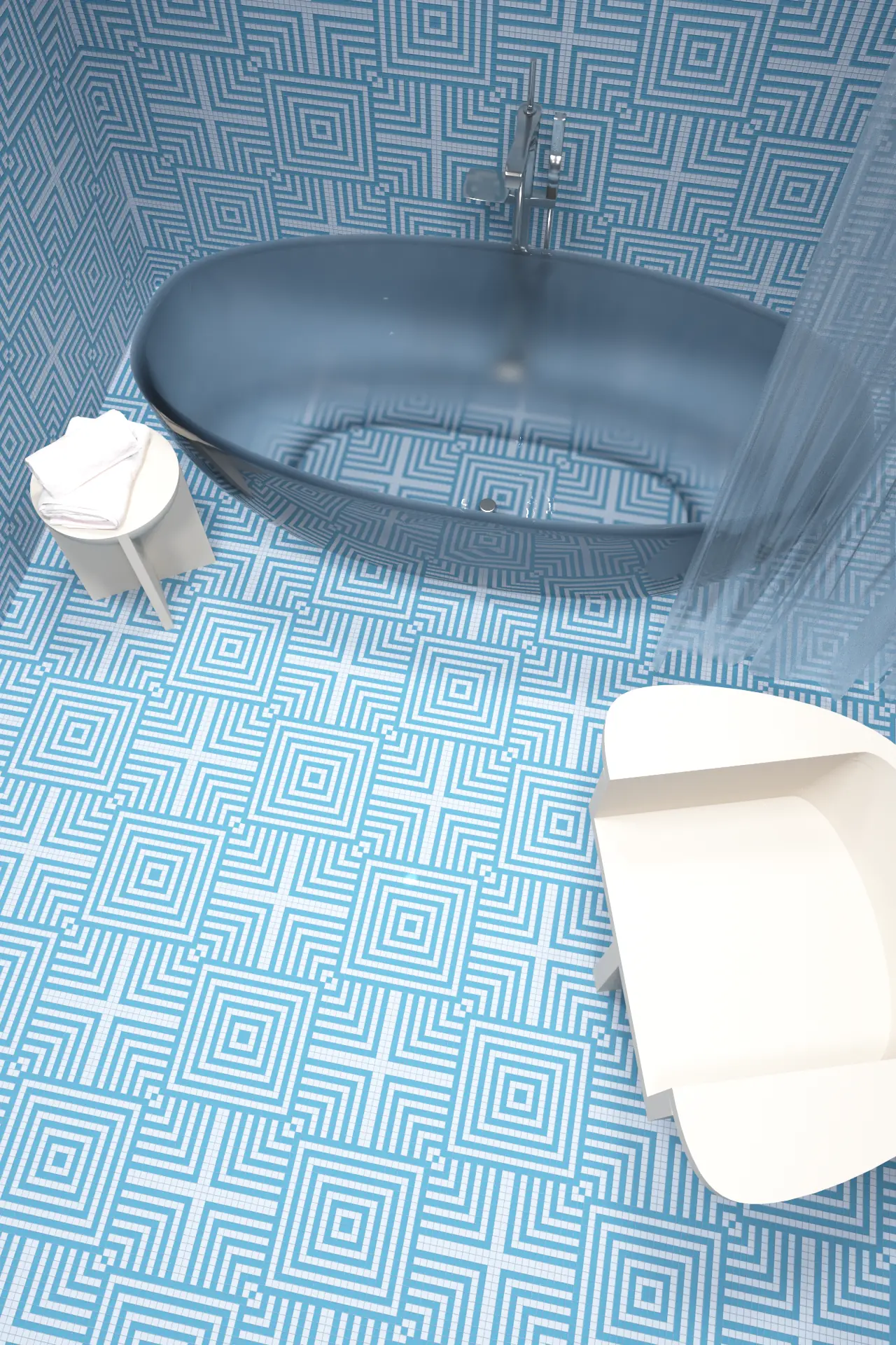 Overlap Azzurro Glass Mosaic