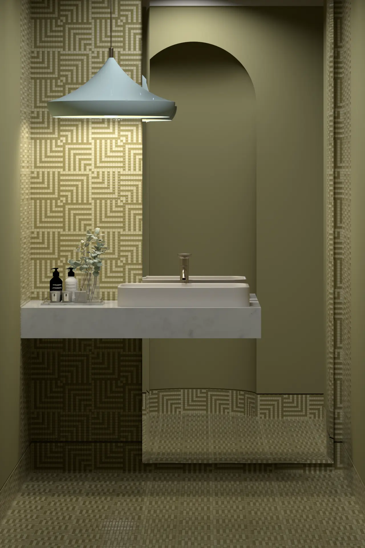 Overlap Pistachio Glass Mosaic