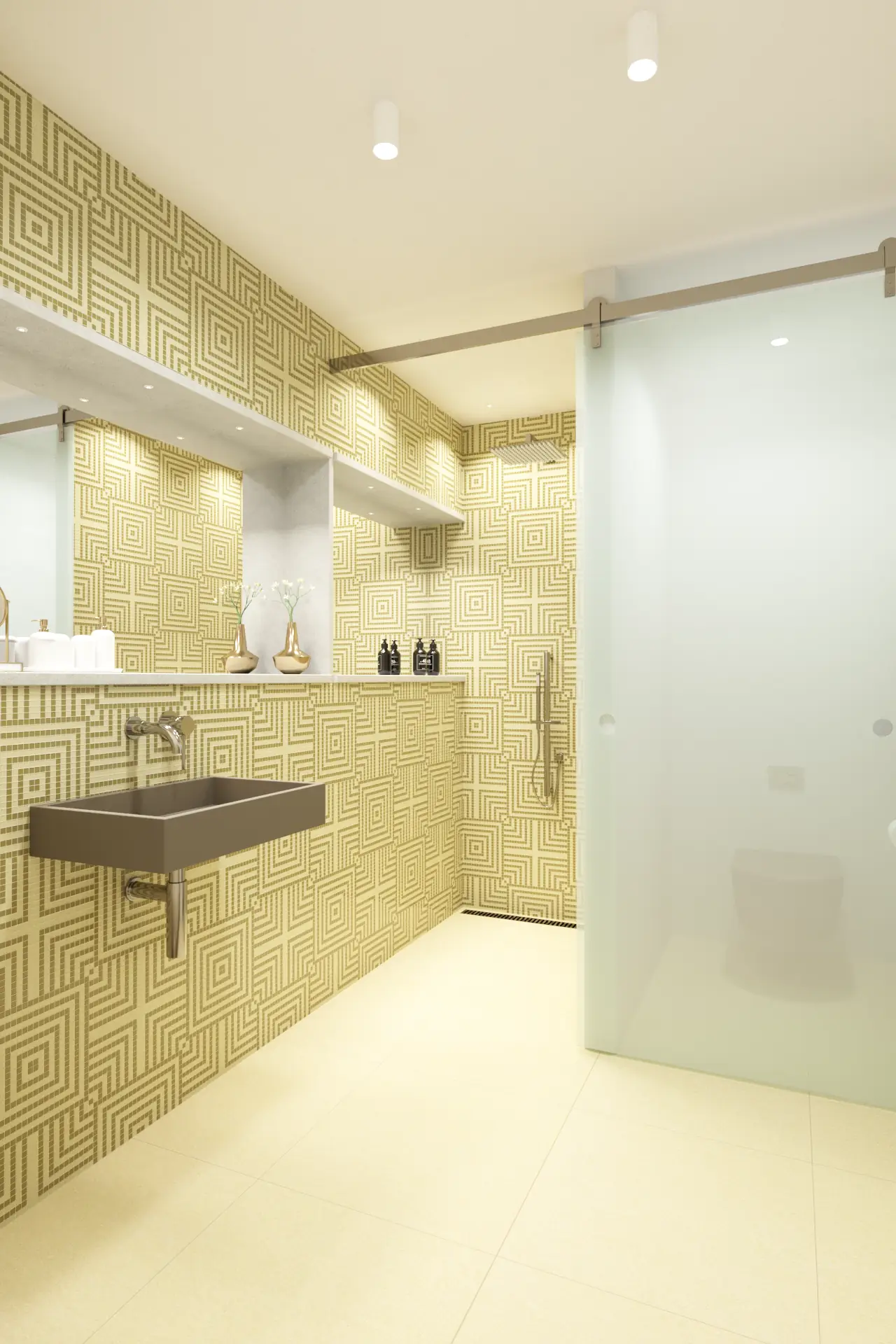 Overlap Pistachio Glass Mosaic
