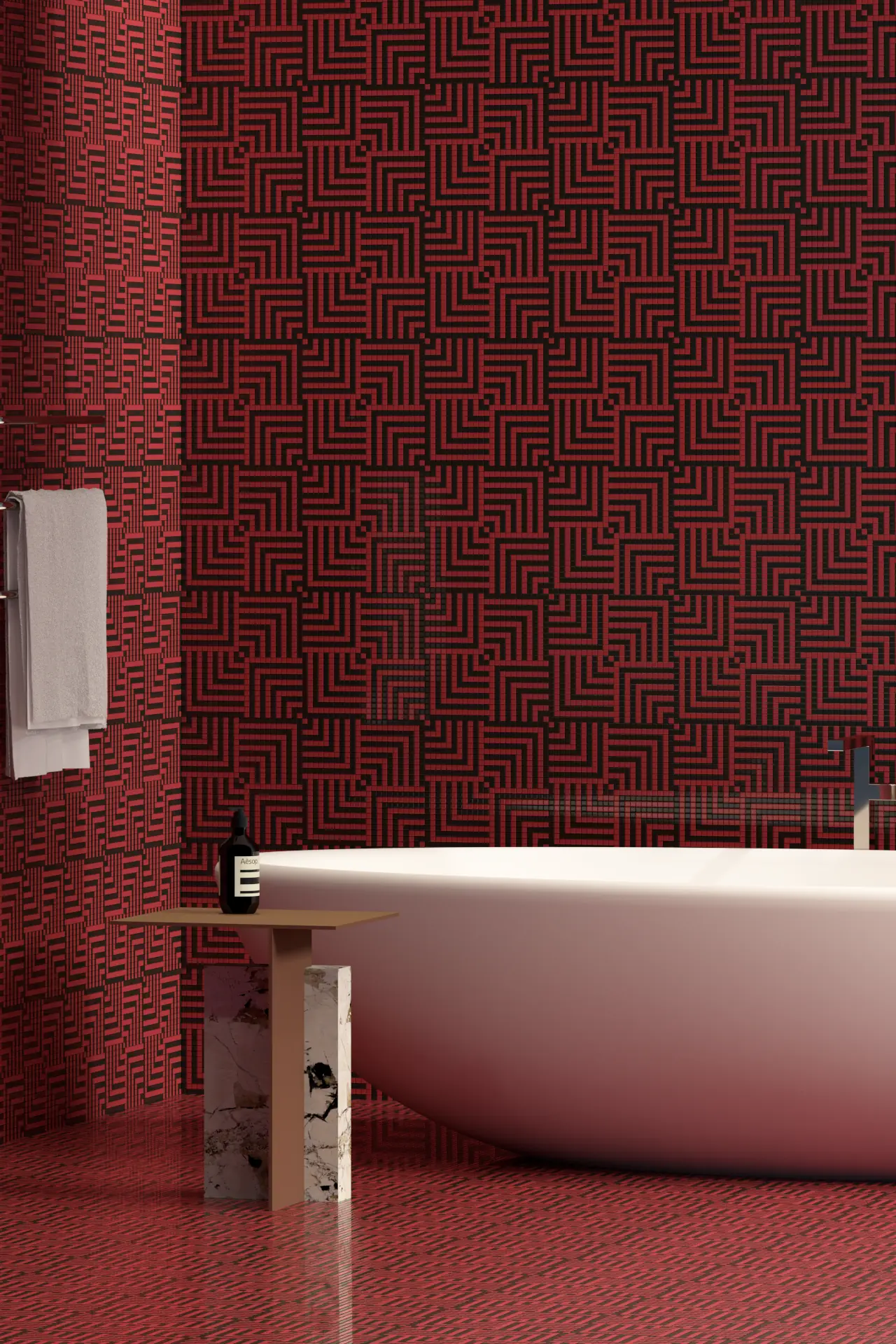 Overlap Rosso Nero Glass Mosaic