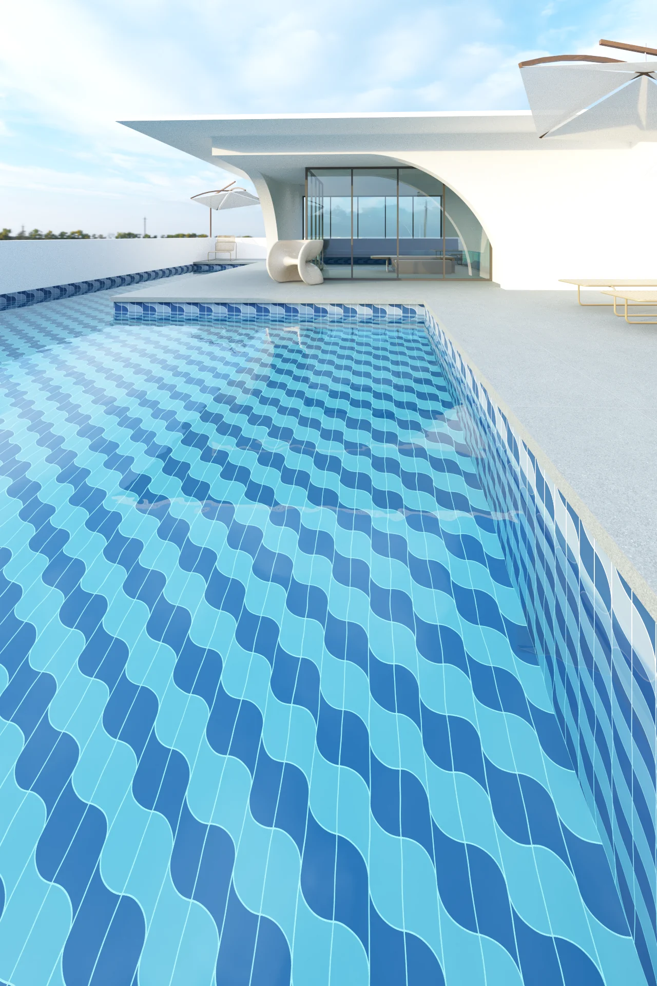 Stitch Ribbon Ocean Porcelain Tile