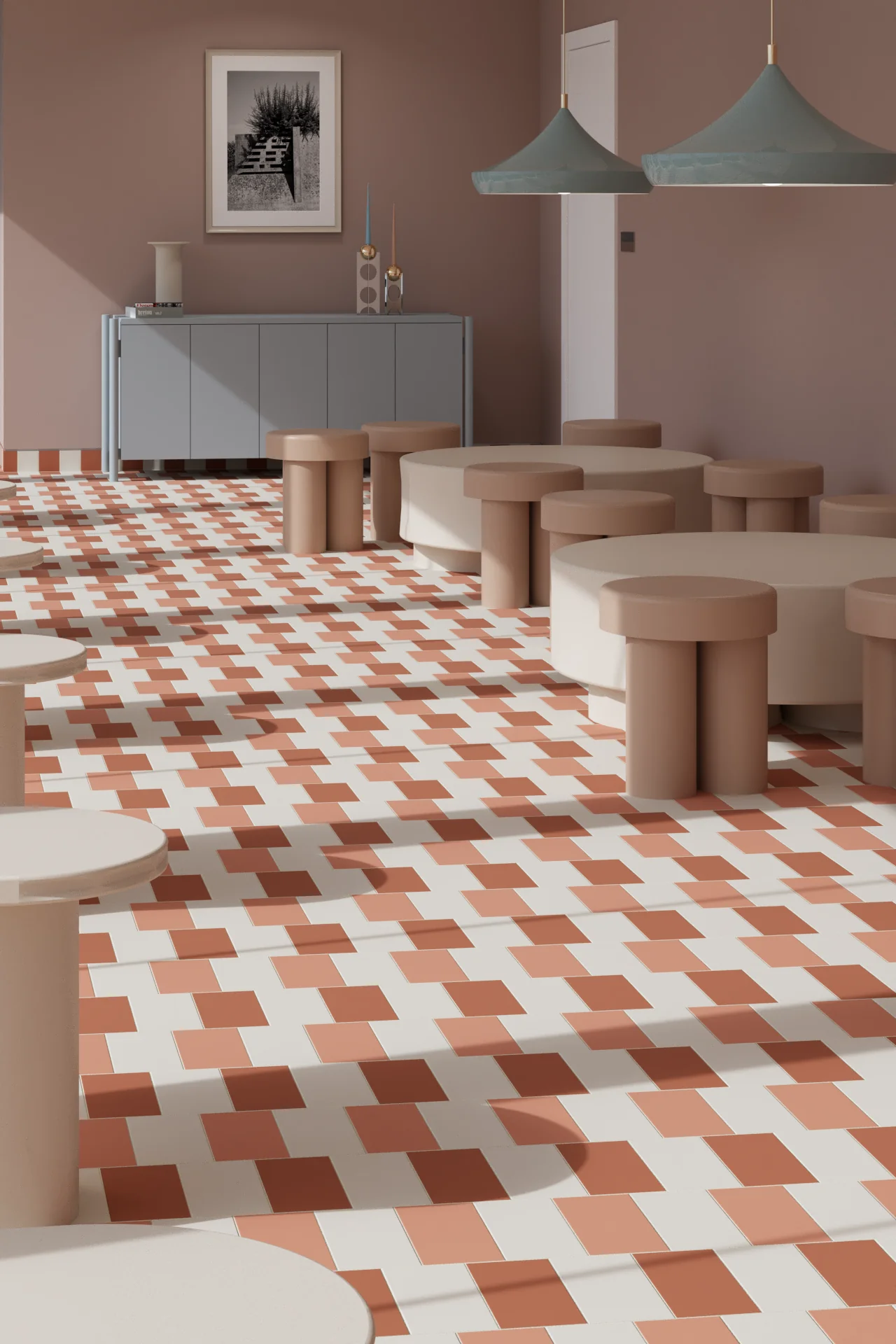 Stitch Squat Brick Coral Porcelain Tiles