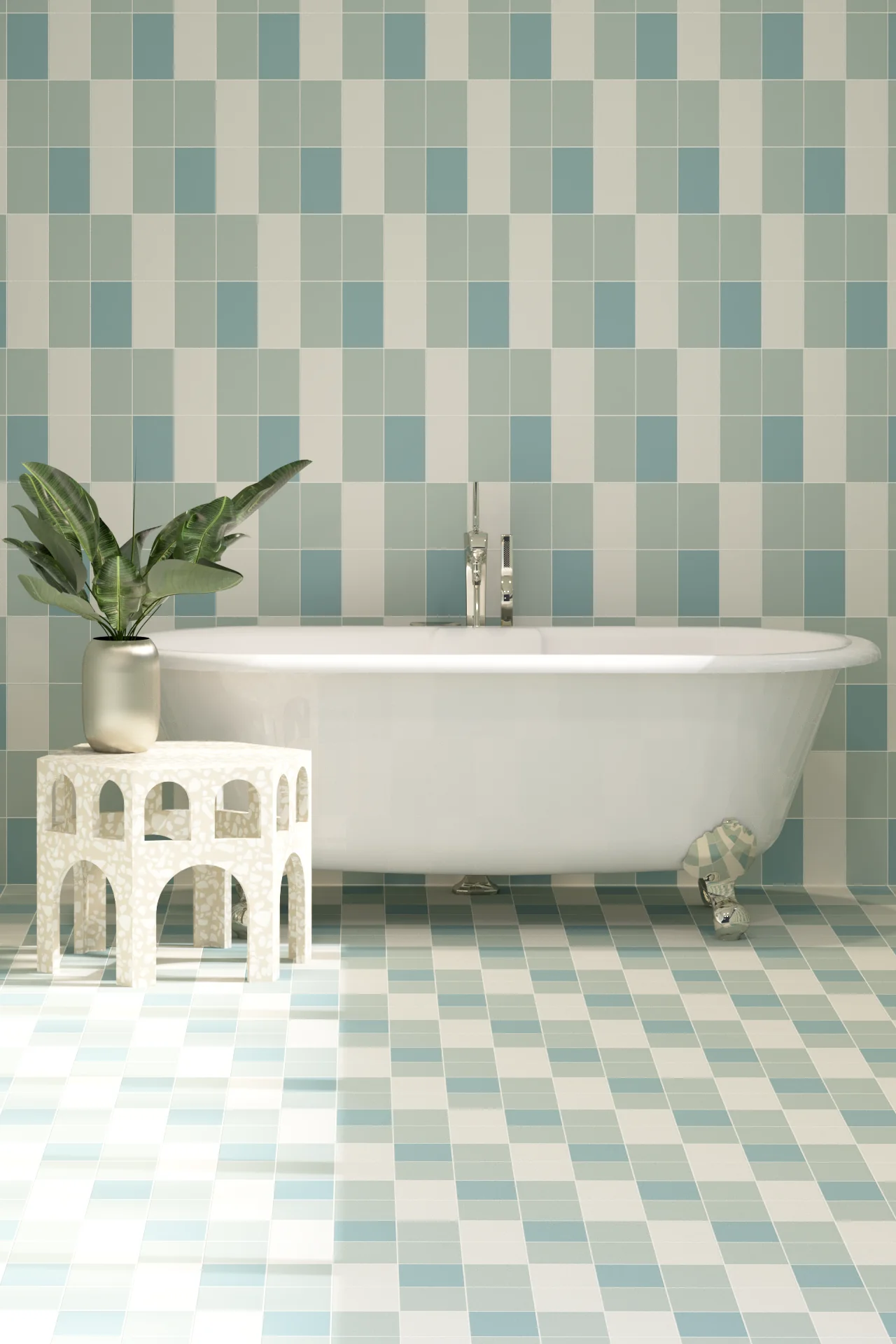 Stitch Squat Jade Porcelain Tiles