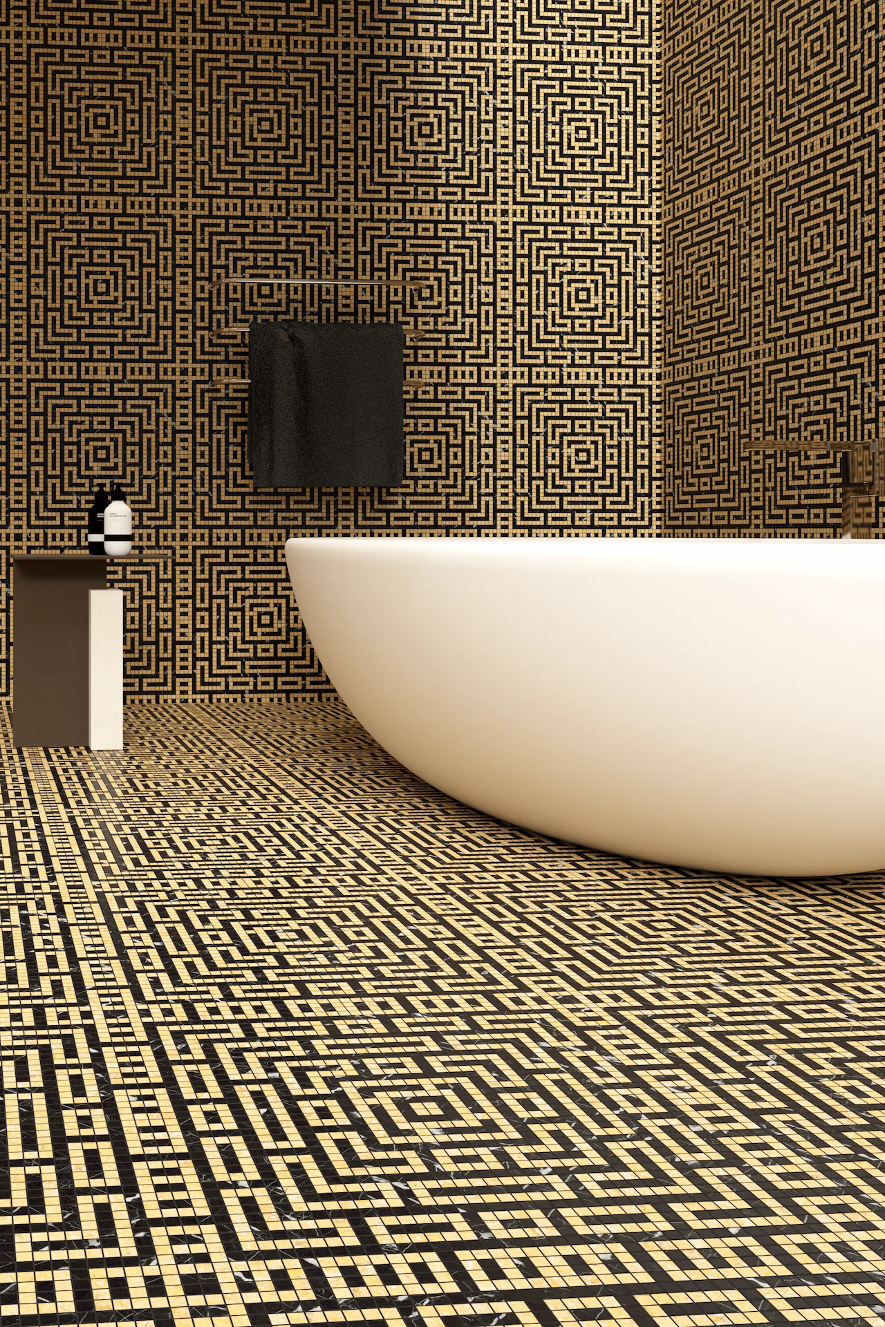 Castle Nero Marquina Giallo Reale Mosaic
