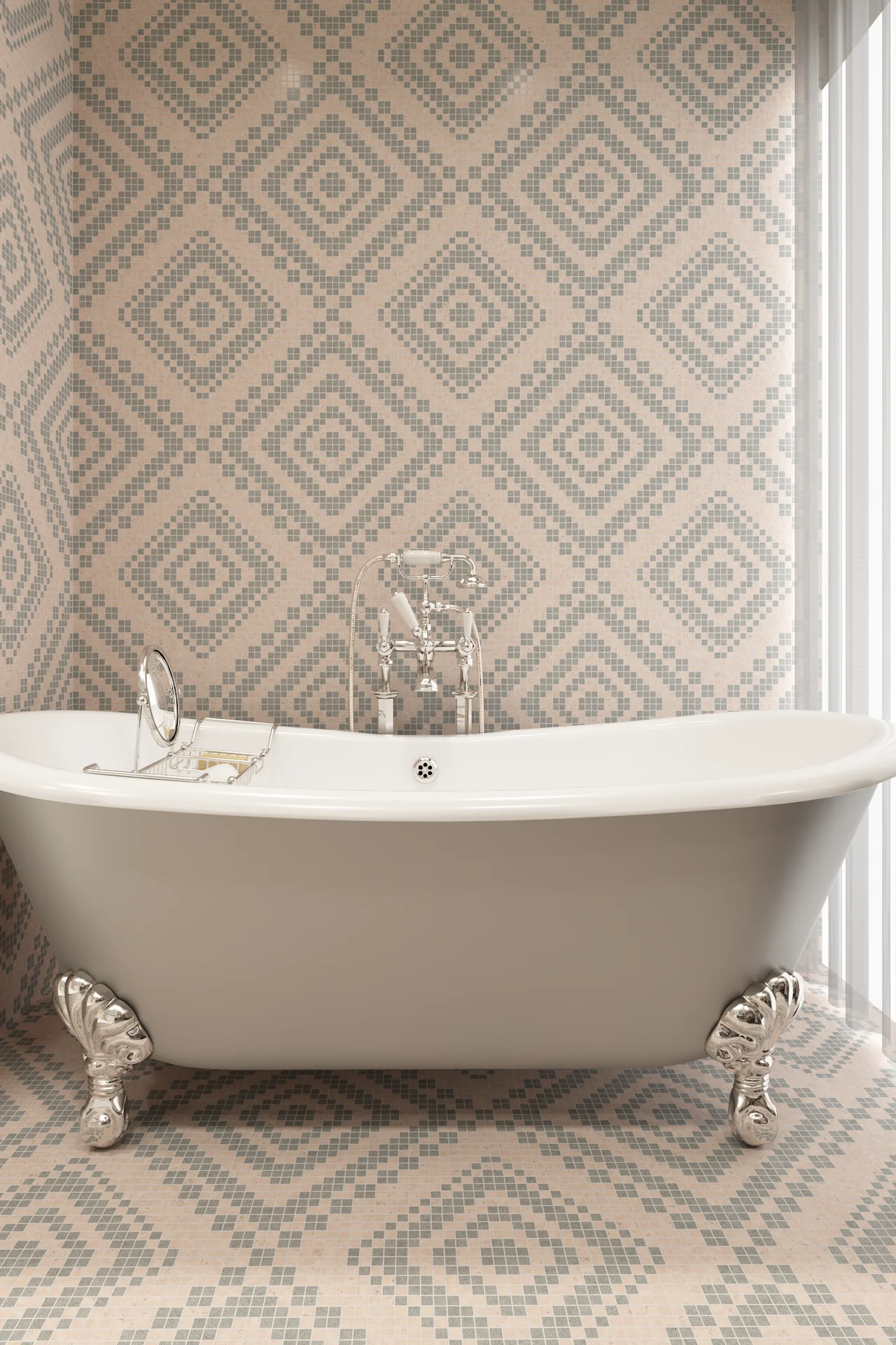 Diamond Rosa Perlino Grigio Perla Mosaic
