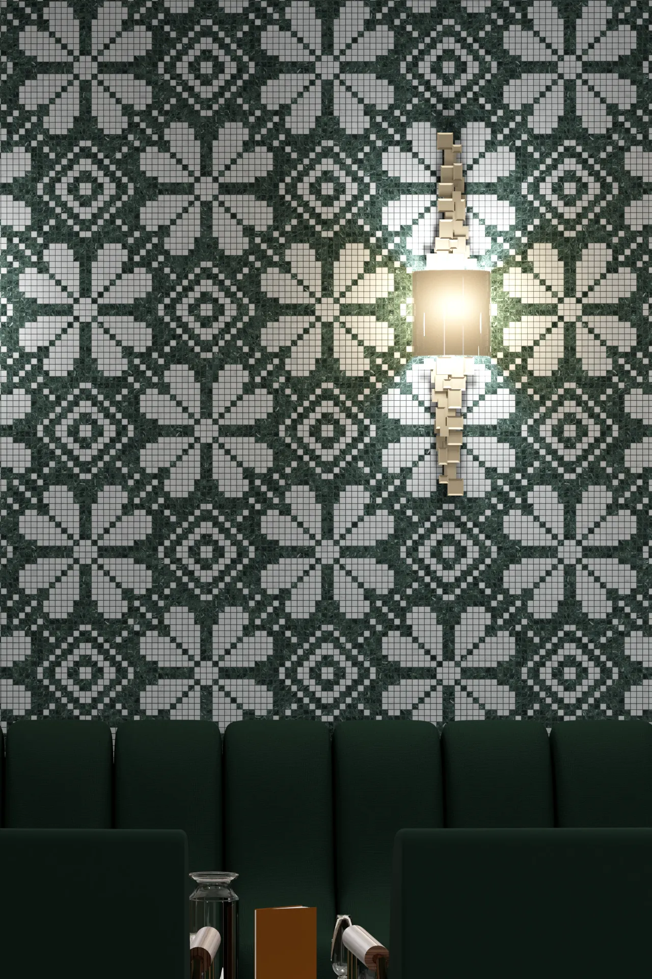 Fleur Verde Alpi Carrara Mosaic