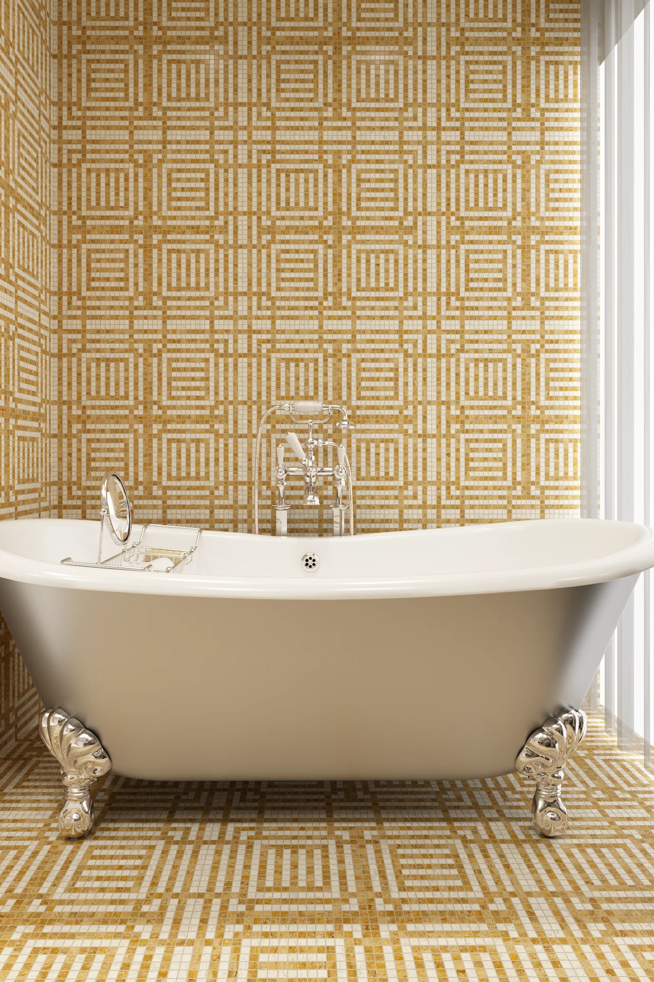 Grill Travertine Chiaro Giallo Mosaic
