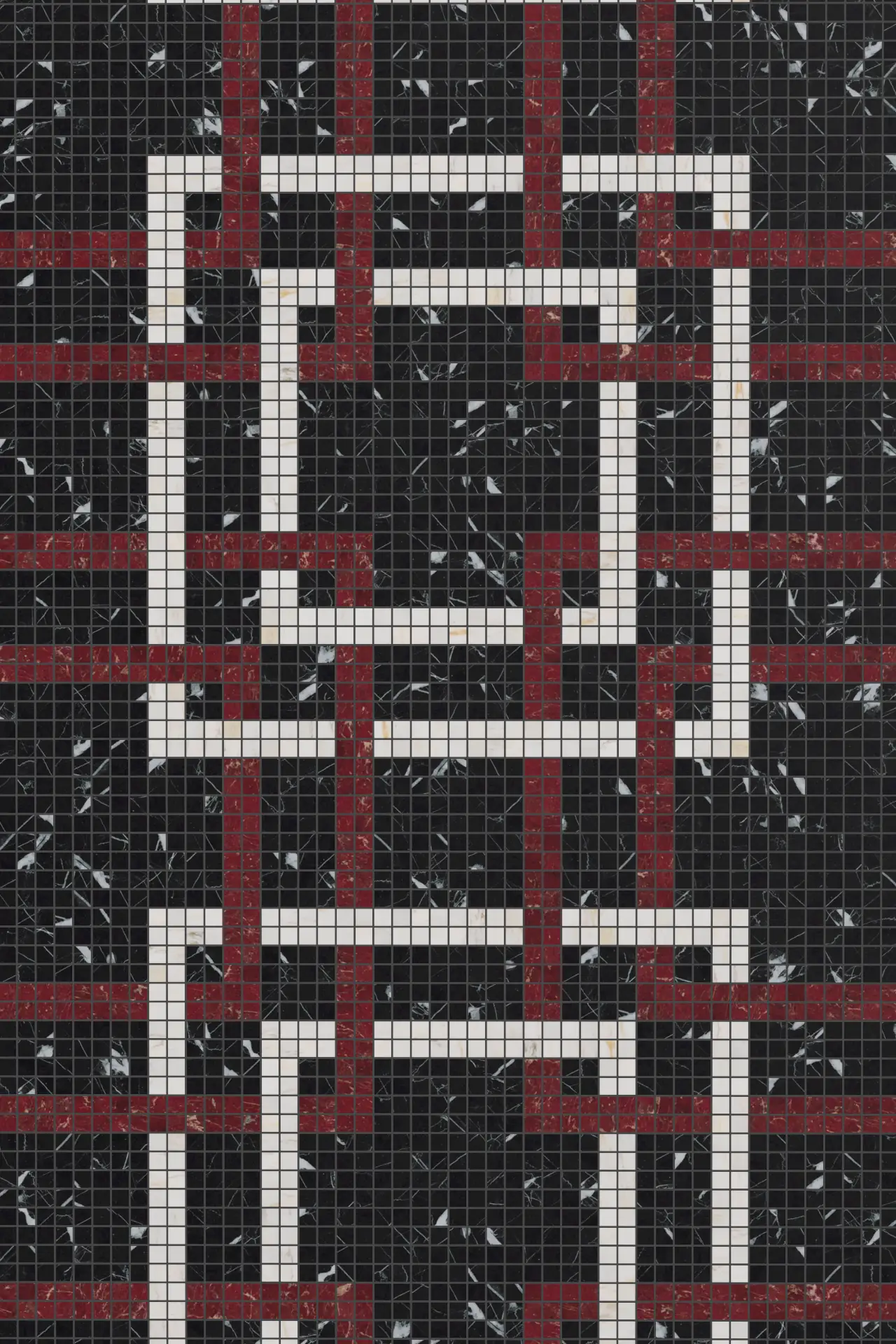 Interlock Nero Marquina Barolo Rosa Partogallo Mosaic