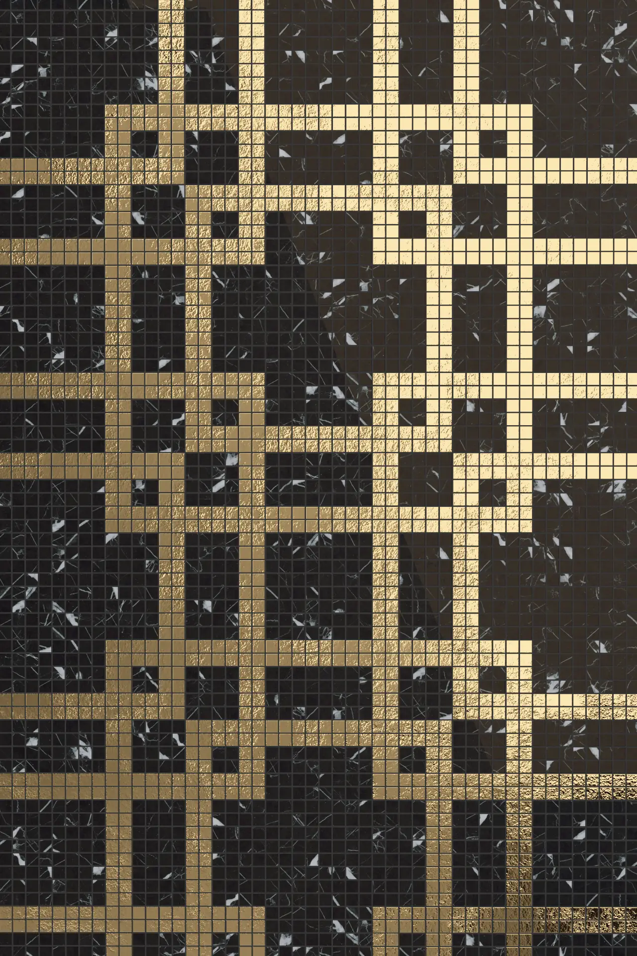 Interlock Nero Marquina Oro Mosaic