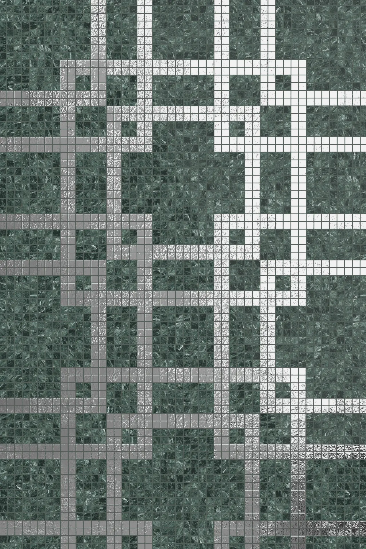 Interlock Verde Alpi Oro Bianco Mosaic