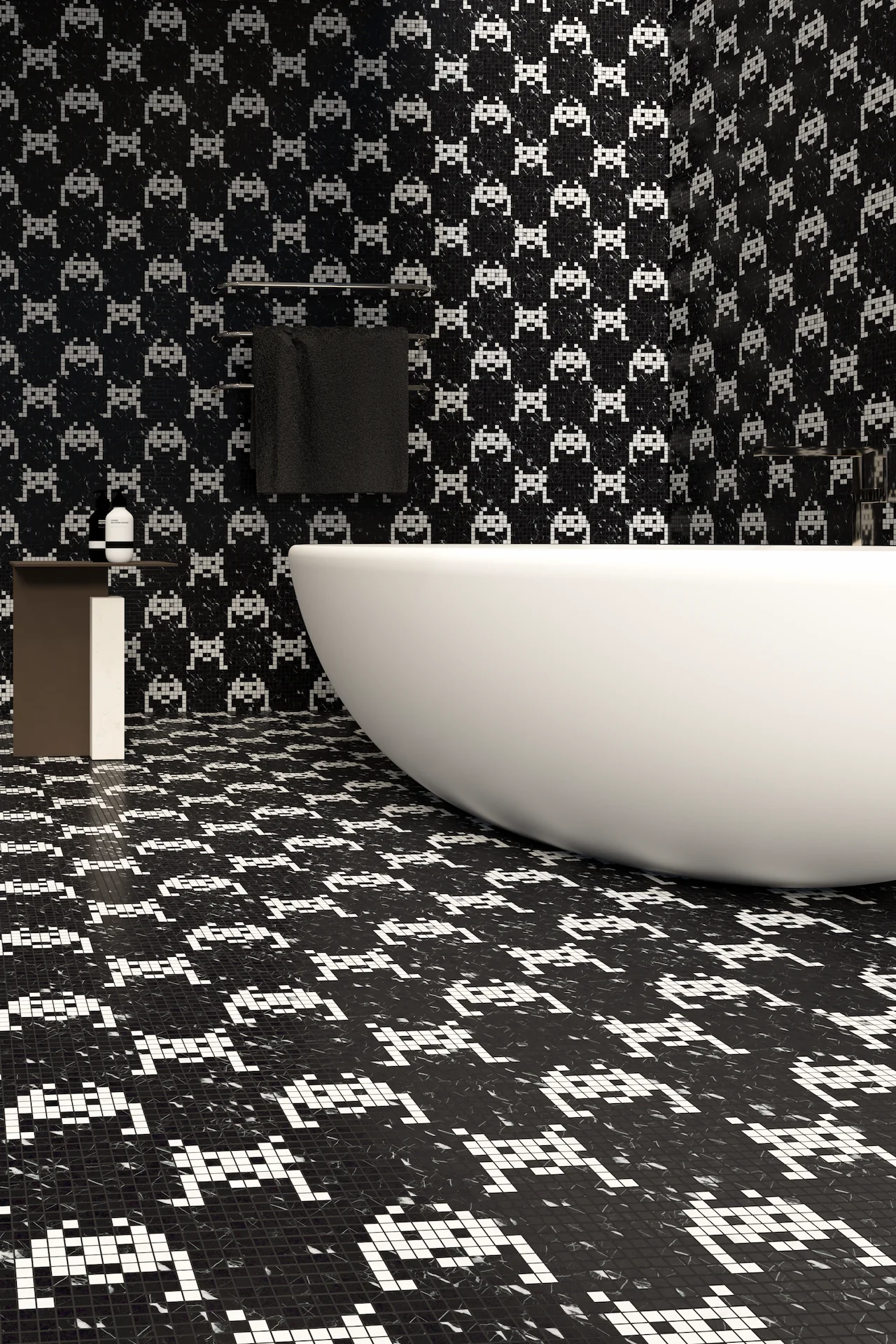 Invaders Nero Marquina Carrara Mosaic
