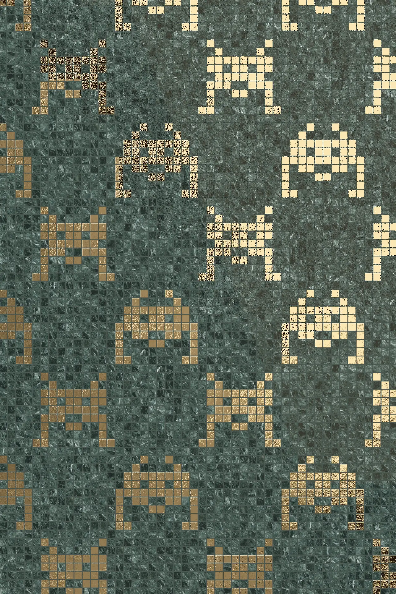 Invaders Verde Alpi Oro Mosaic