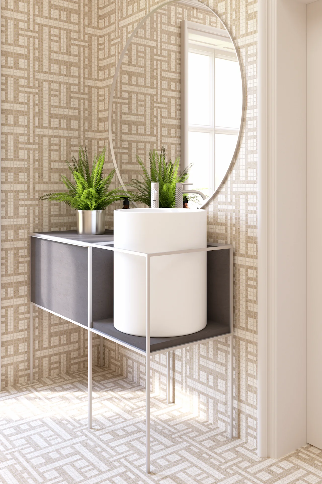 Linear Travertine Noce Chiaro Mosaic