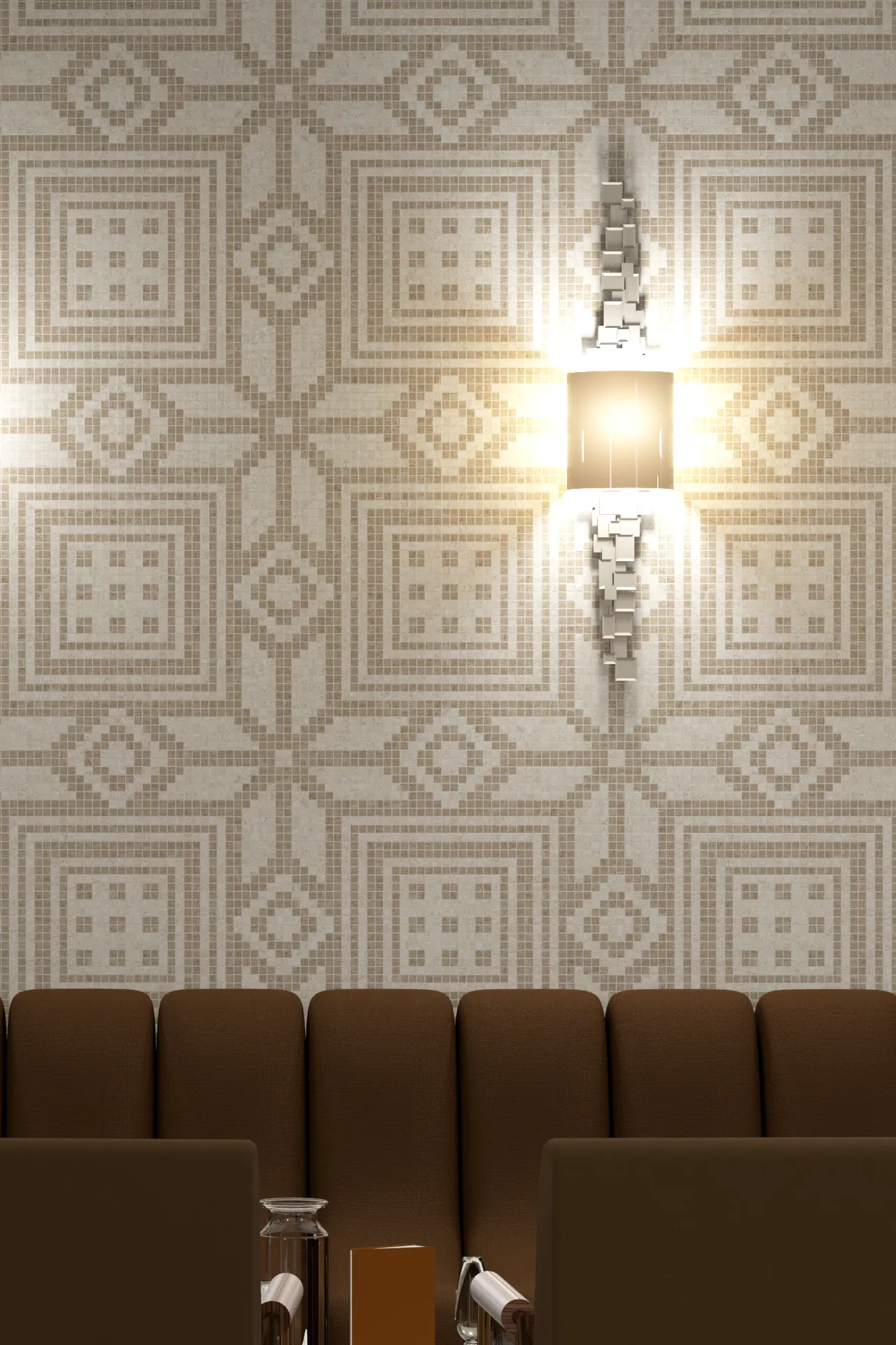Quad Travertine Noce Chiaro Mosaic