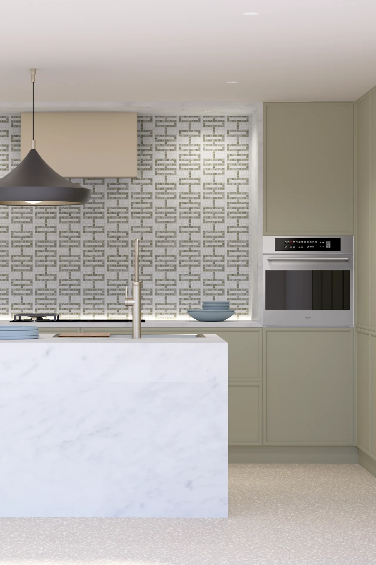 Screen Carrara Verde Laguna Mosaic