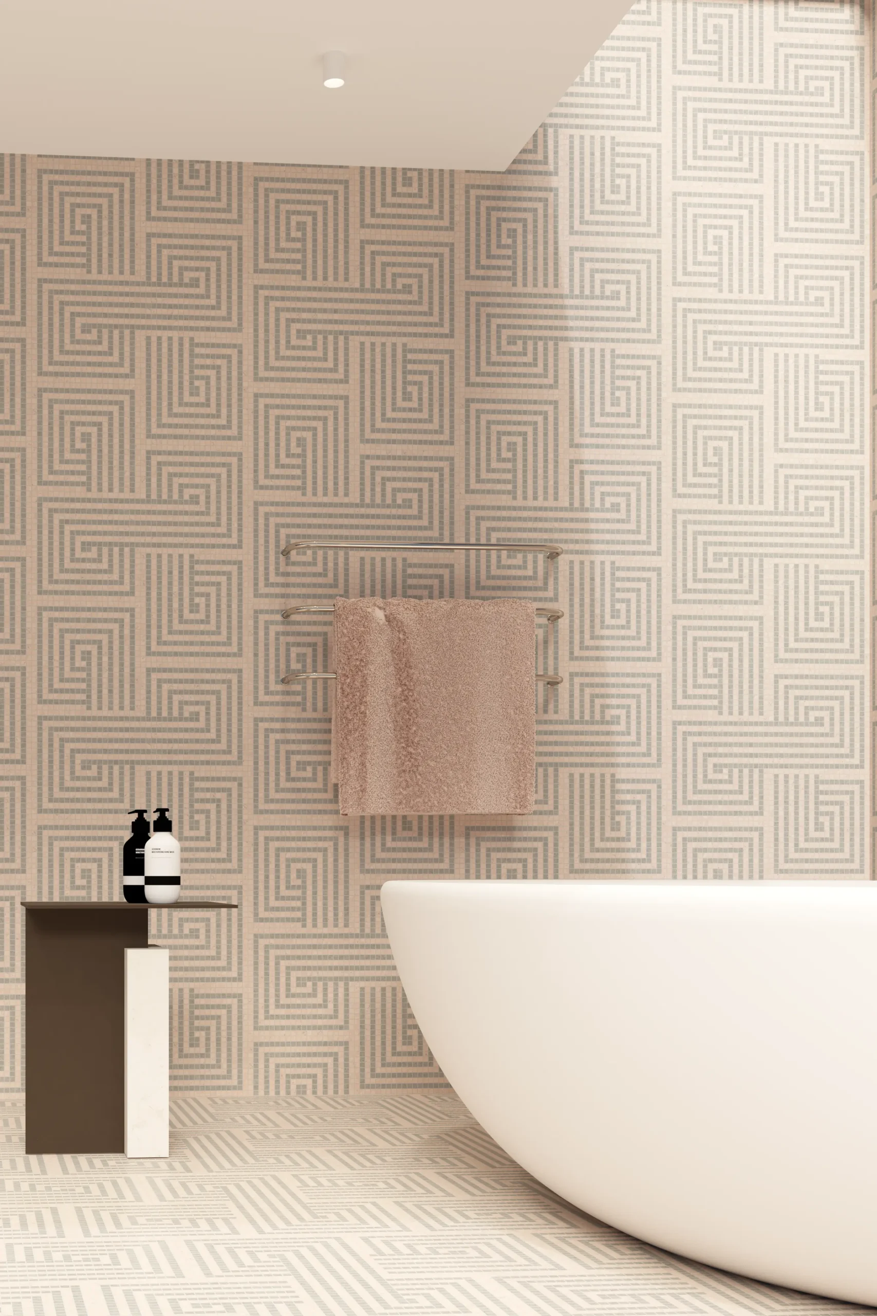 Spiral Grigio Perla Rosa Perlino Mosaic