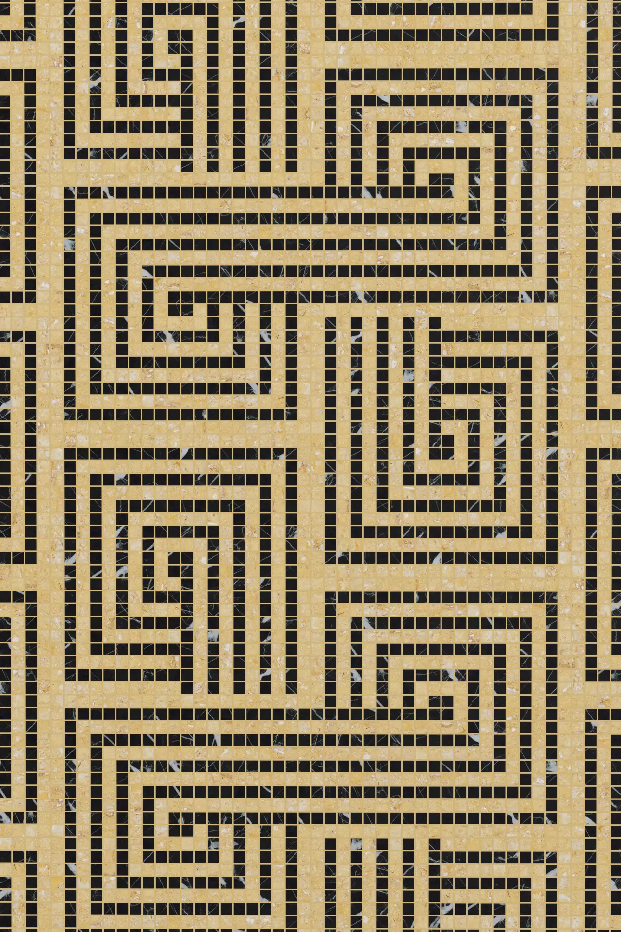 Spiral Gialo Reale Nero Marquina Mosaic