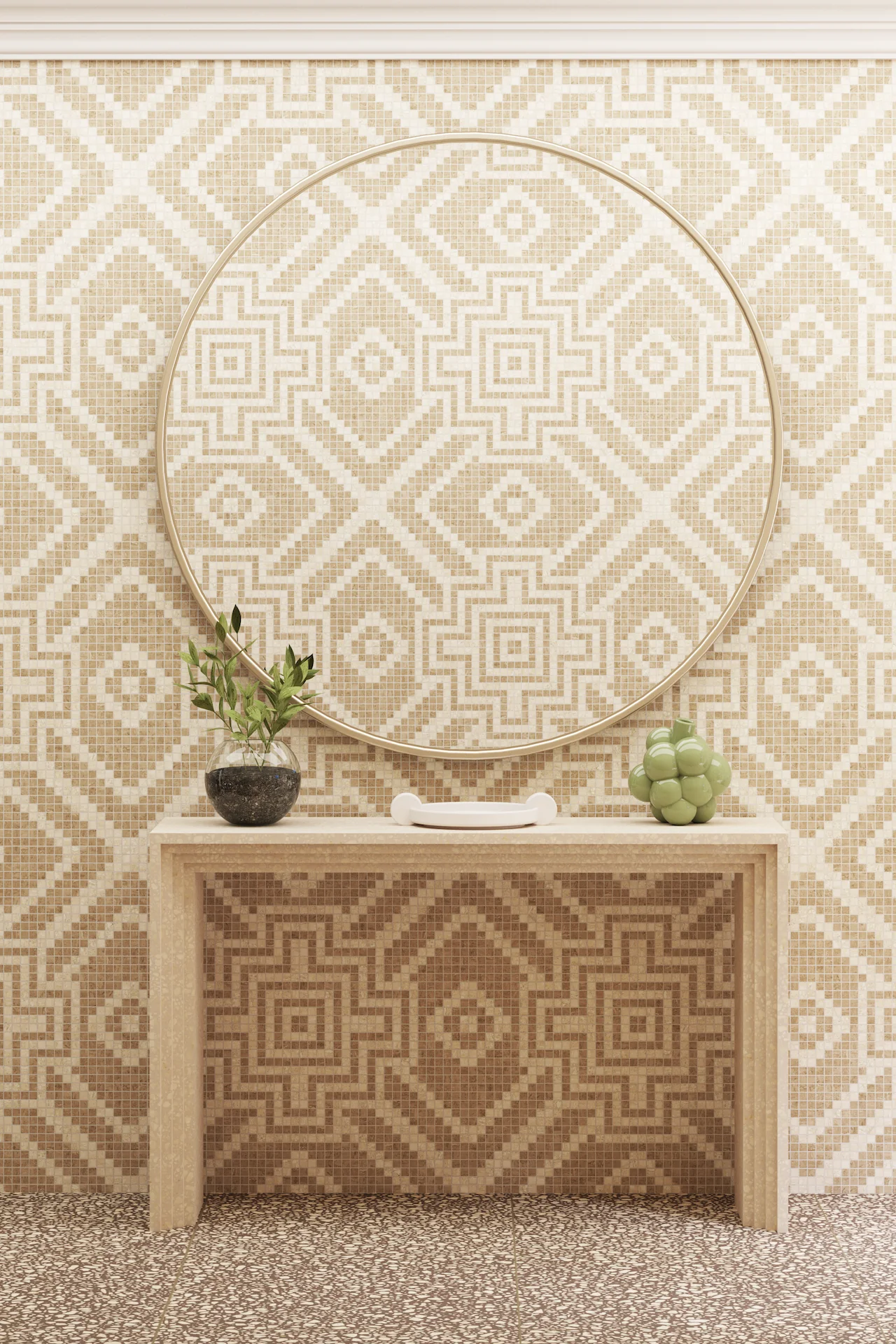 Star Travertine Noce Chiaro Mosaic