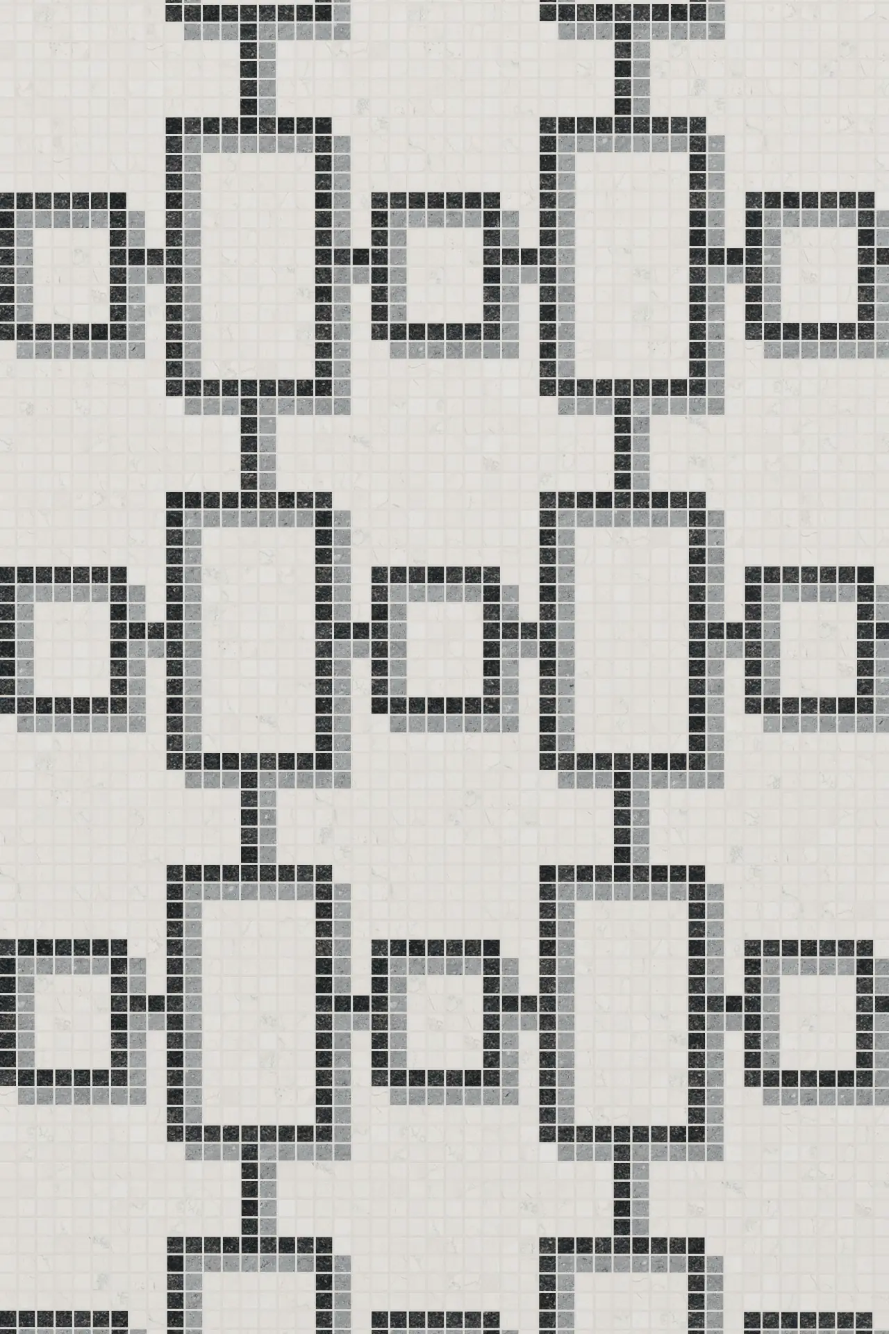 Trellis Bianco Perlino Pietre Vesuvio Nero Assoluto Mosaic