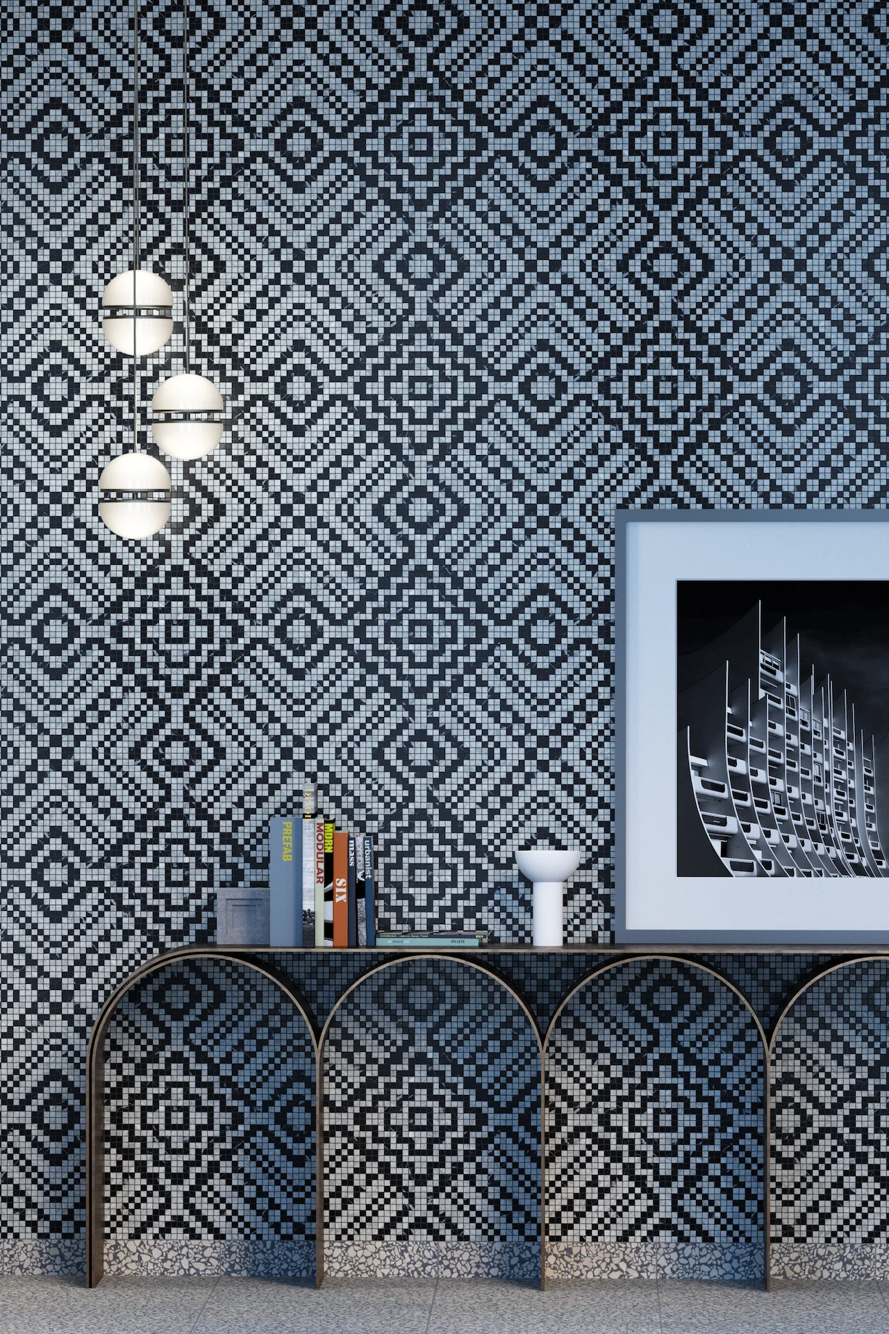 Tulle Bardiglio Nero Marquina Mosaic