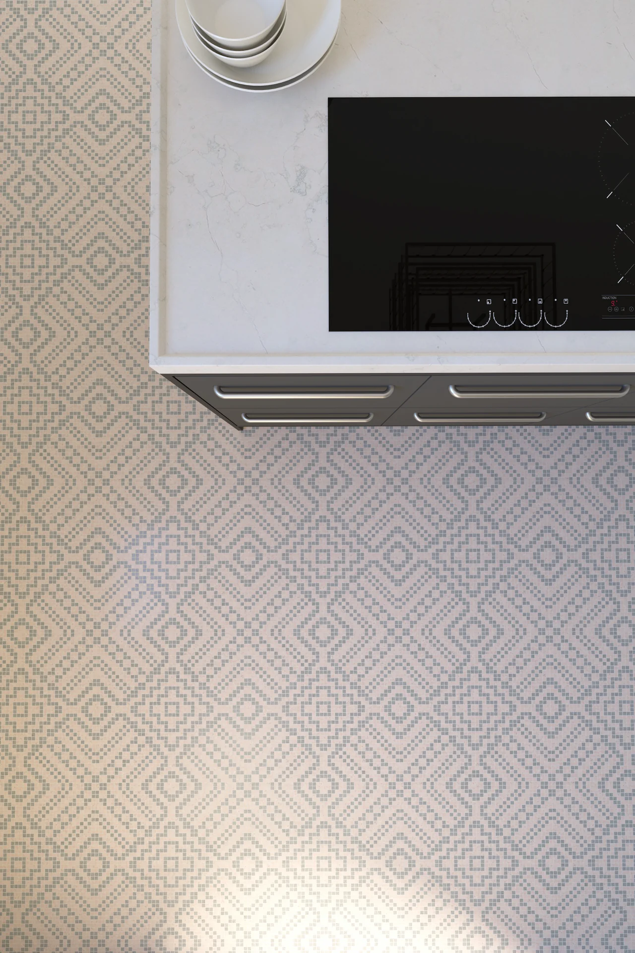 Tulle Rosa Perlino Grigio Perla Mosaic