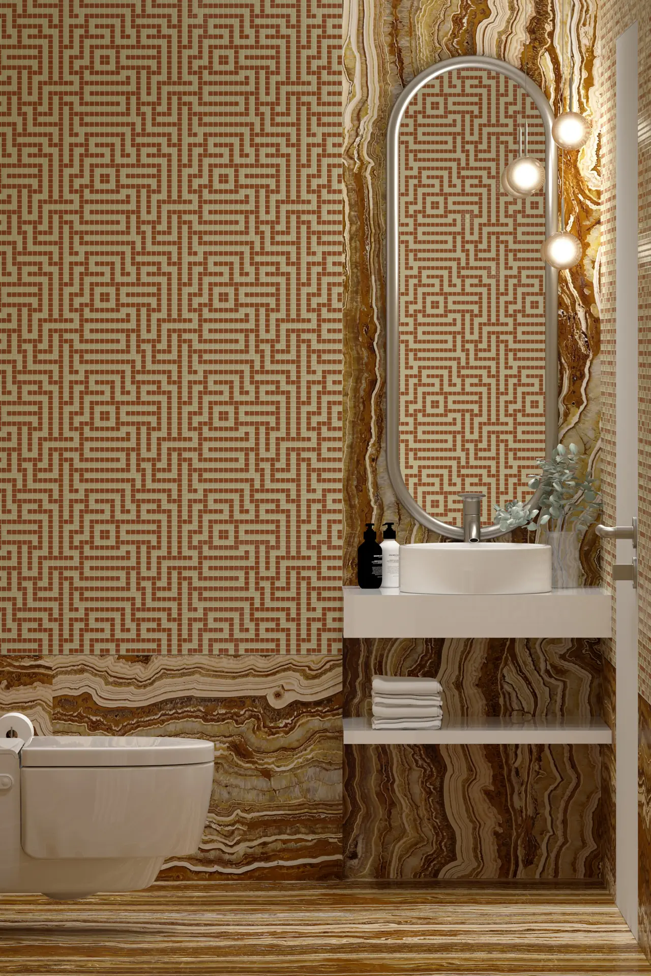 Labyrinth Ginger Glass Mosaic