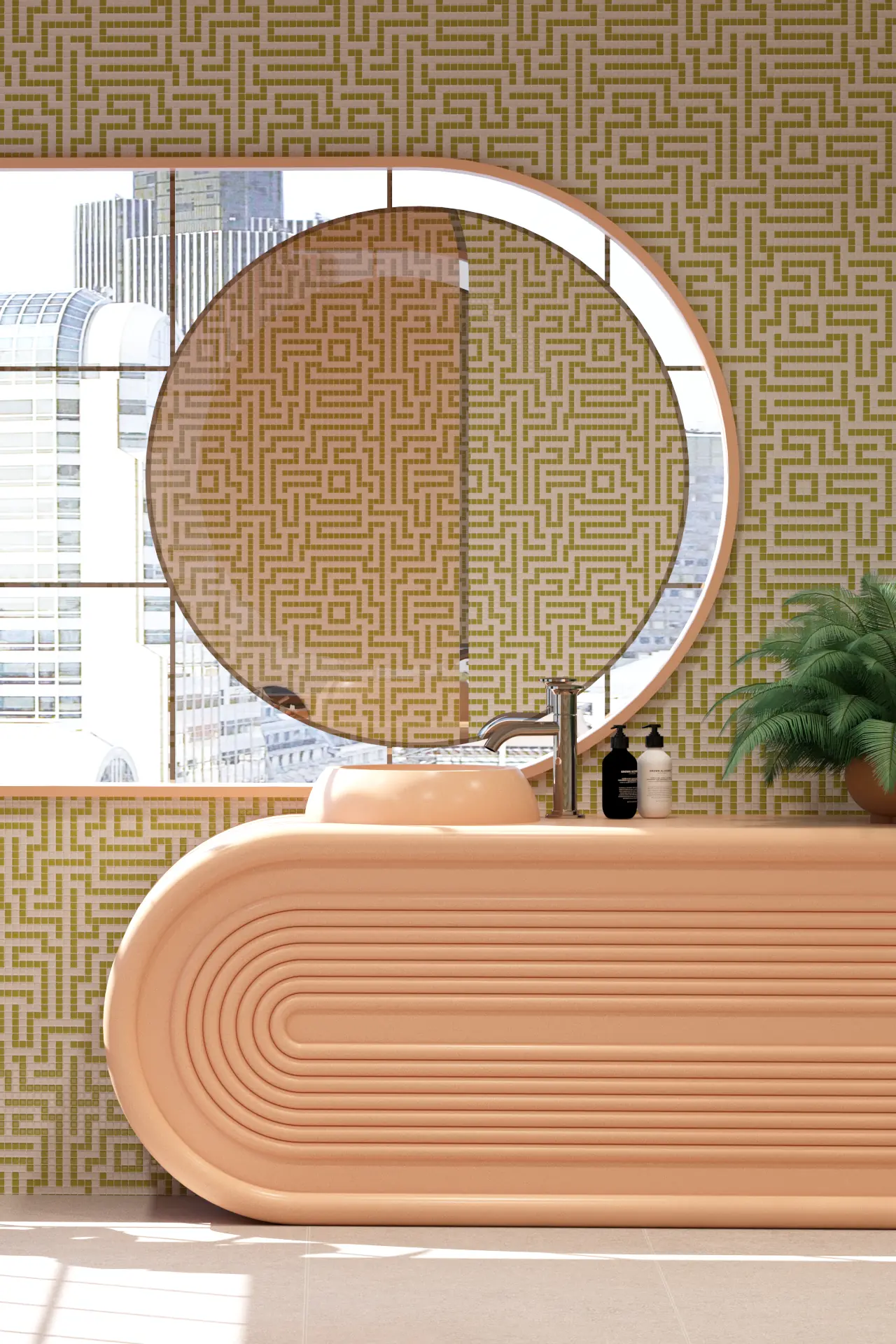 Labyrinth Ginger Glass Mosaic
