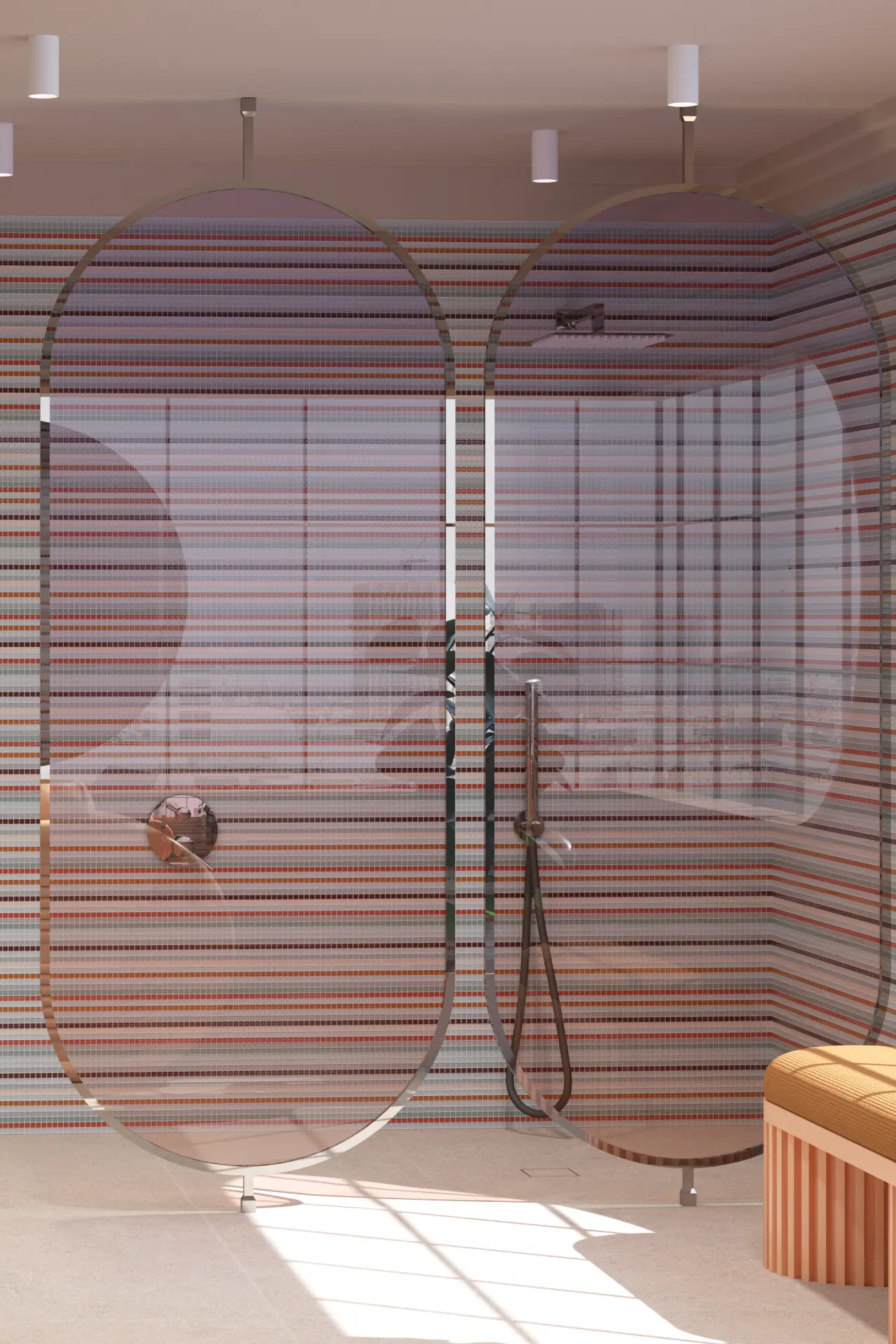 Stripe Cielo Glass Mosaic