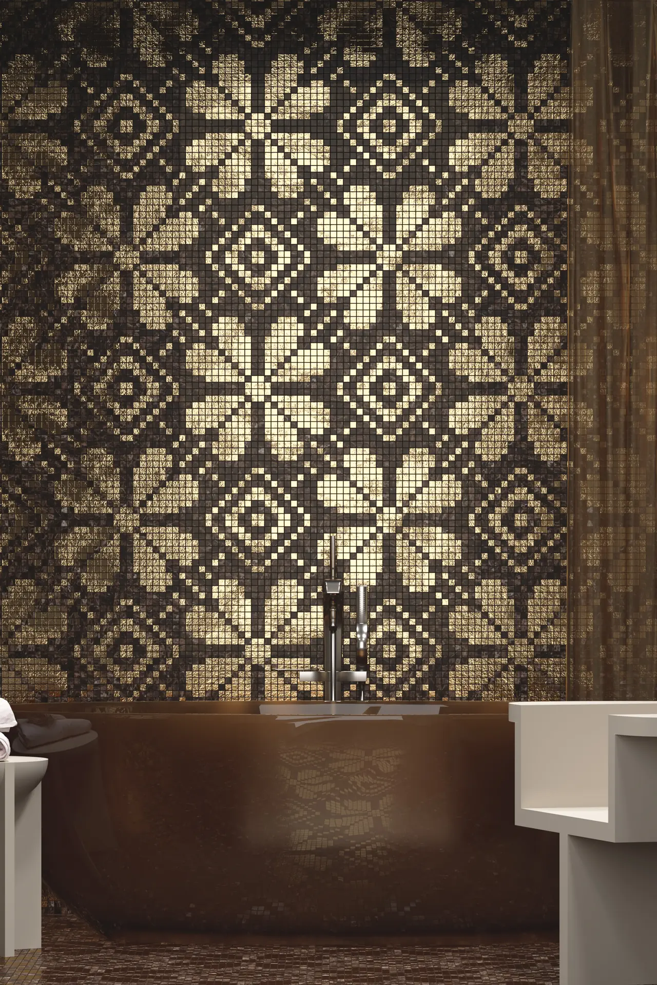 Fleur Emperador Oro Mosaic