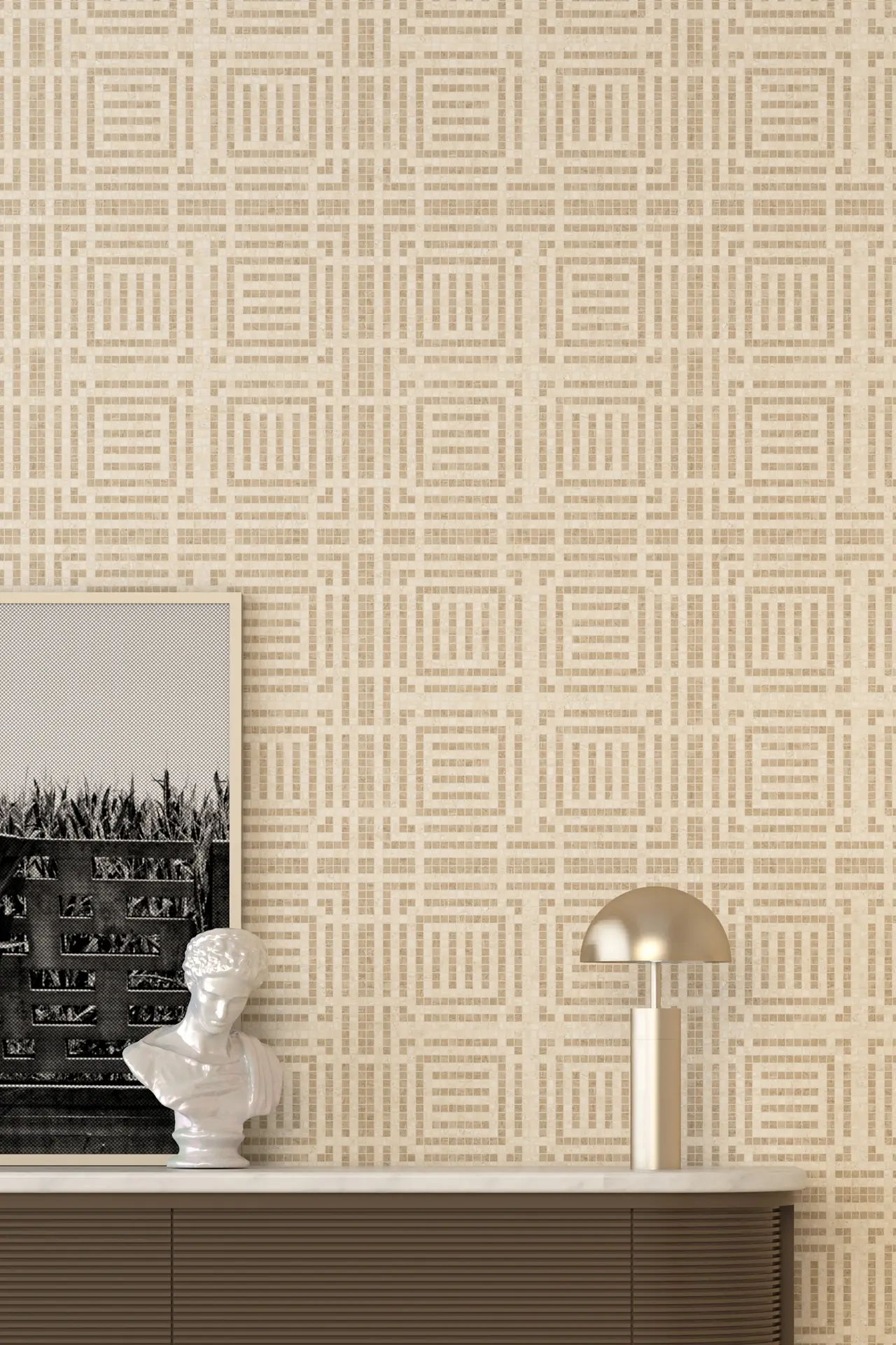 Grill Travertine Chiaro Noce Mosaic