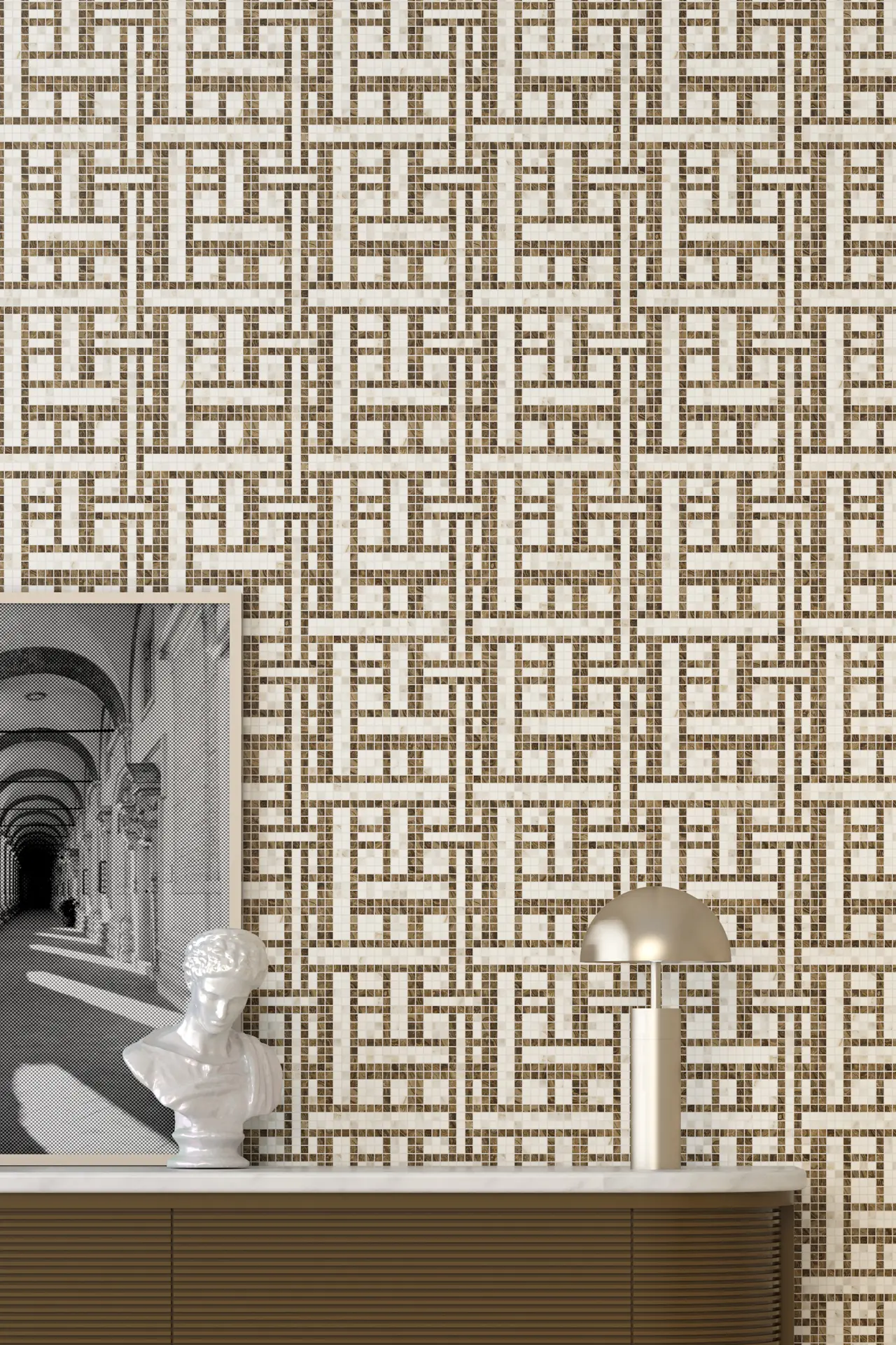 Linear Tabacco Calacatta Mosaic