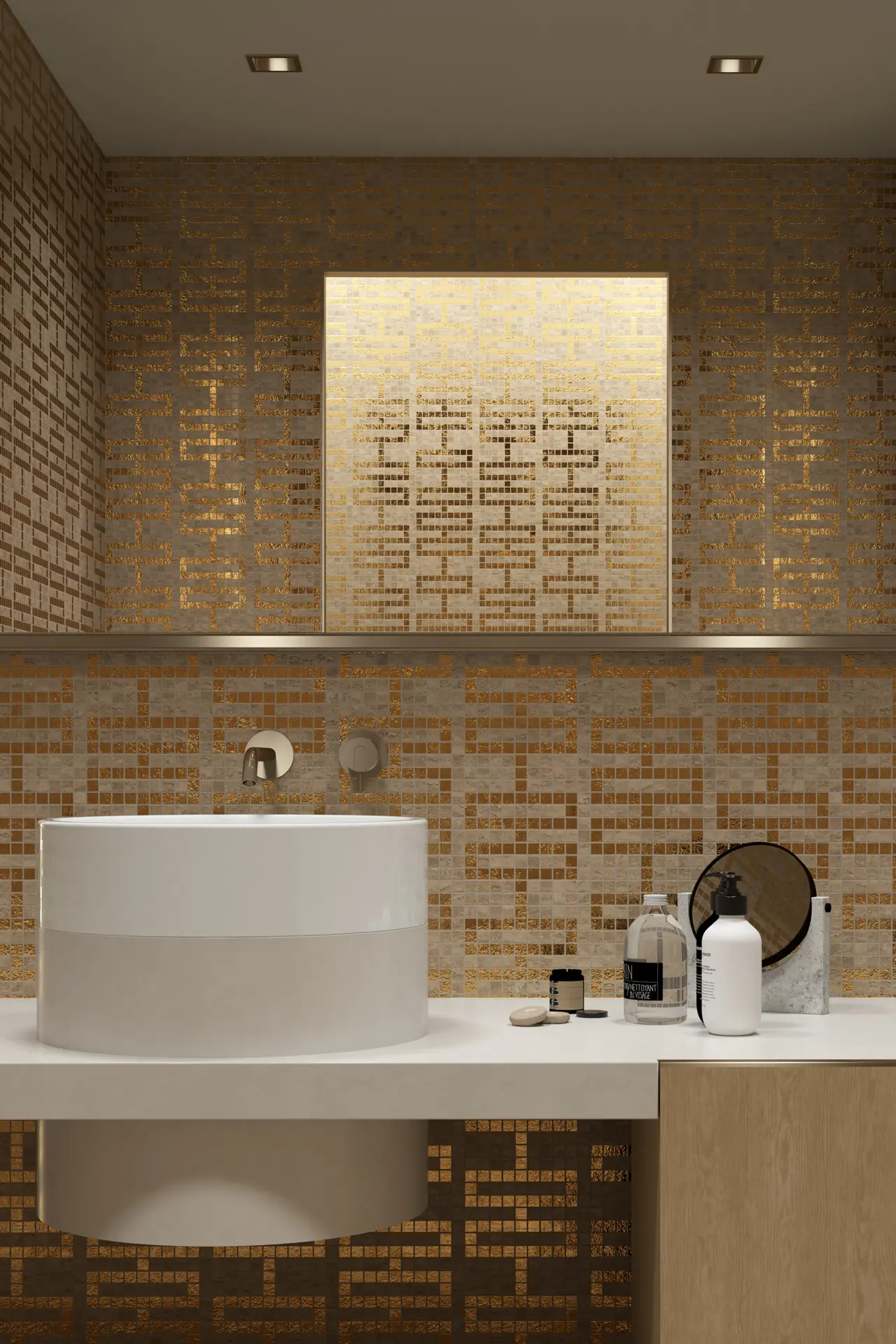 Screen Travertine Noce Oro Mosaic