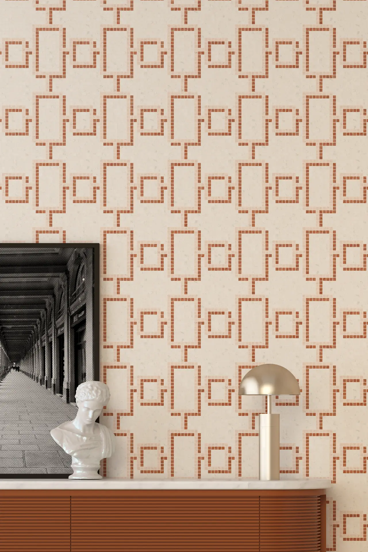 Trellis Bianco Perlino Rosa Perlino Rosso Verona Mosaic