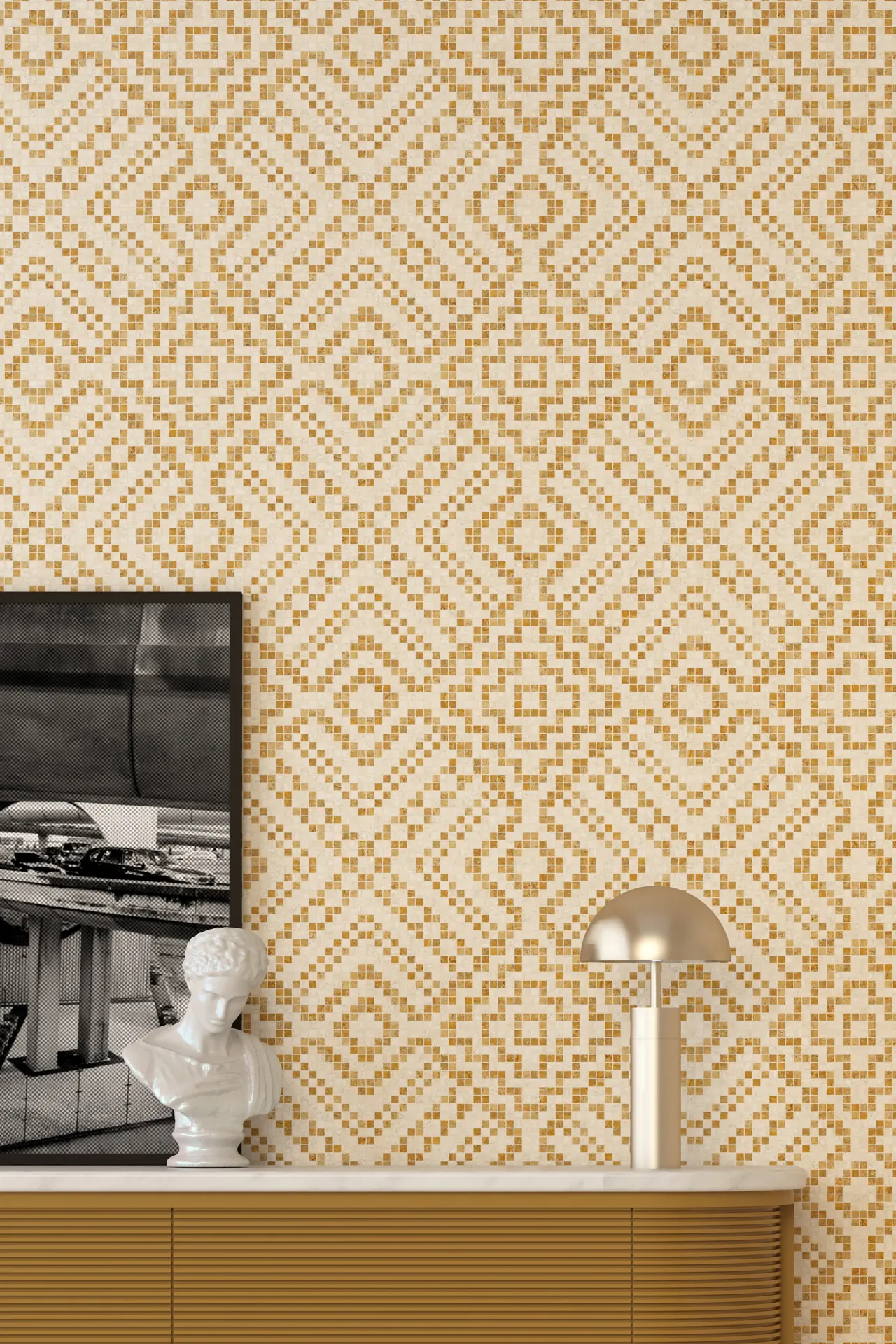 Tulle Travertine Chiaro Giallo Mosaic