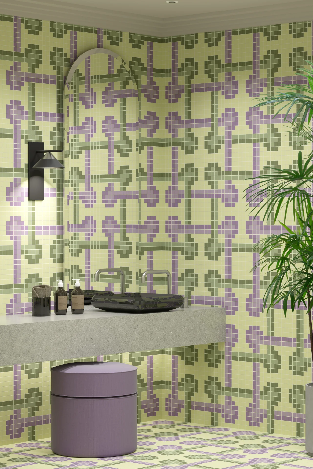 Milano Glass Knot Chartreuse Mosaic