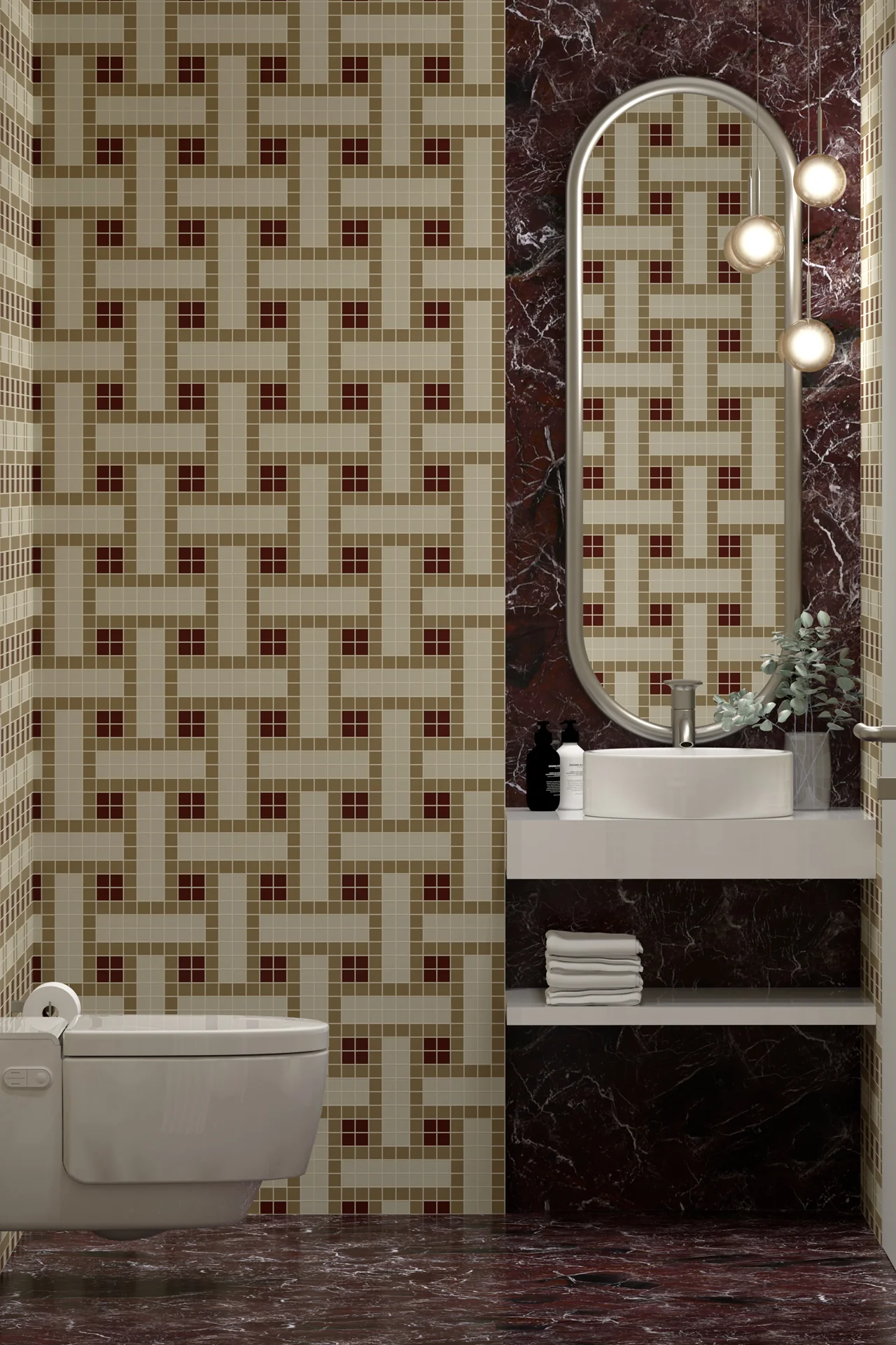 Milano Glass Trellis Borgogna Mosaic