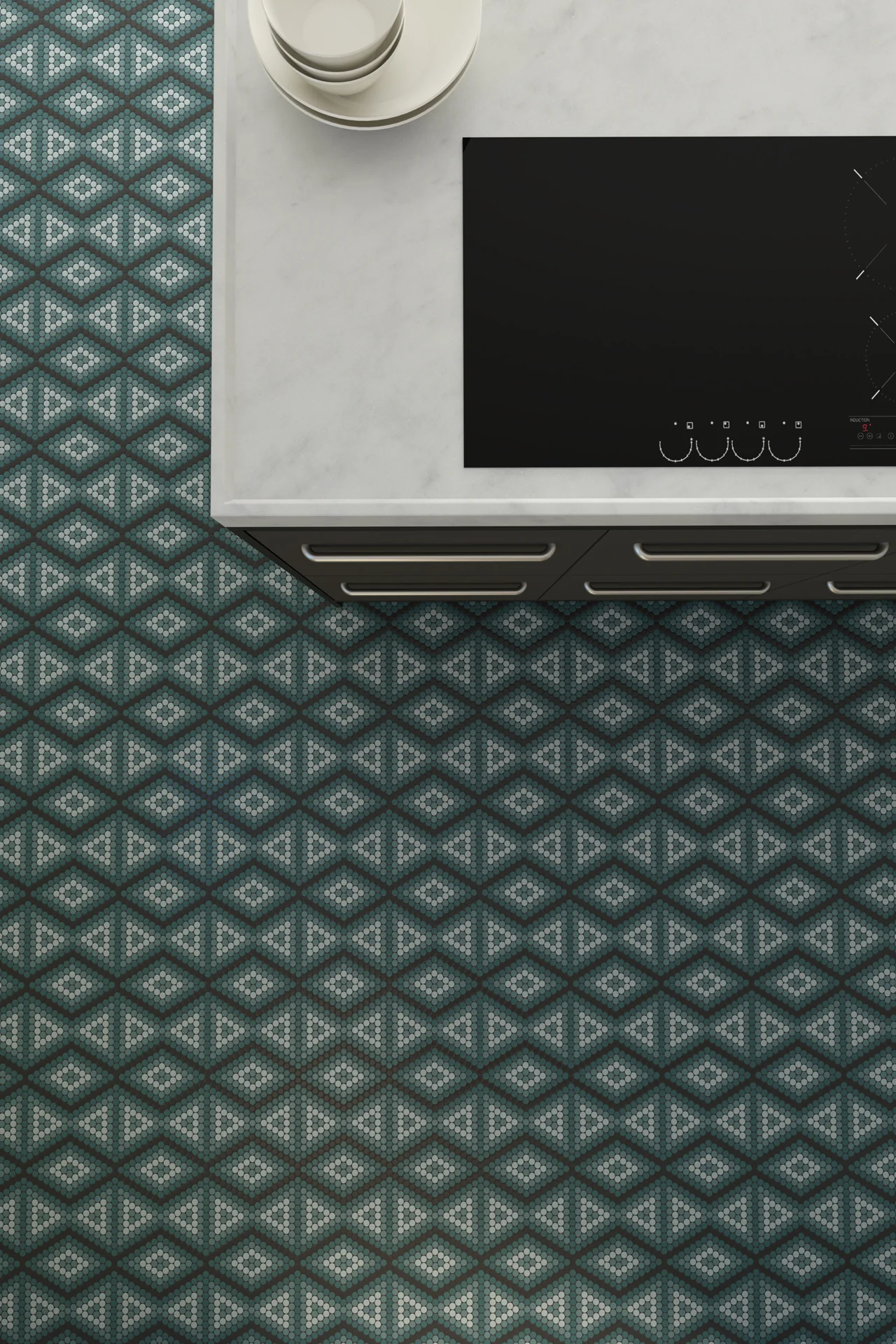 Moranci Glass Net Aqua Mosaic