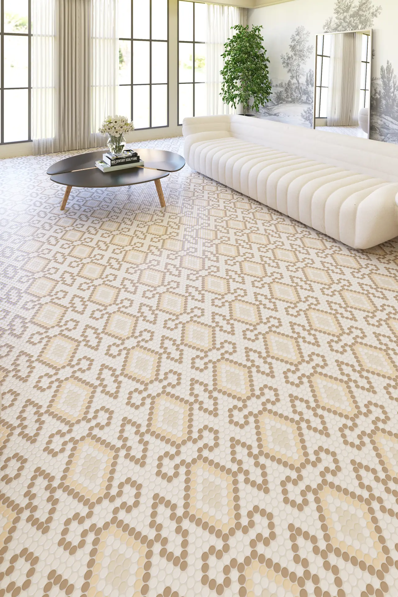 Burano Lace Sabbia Round Mosaic
