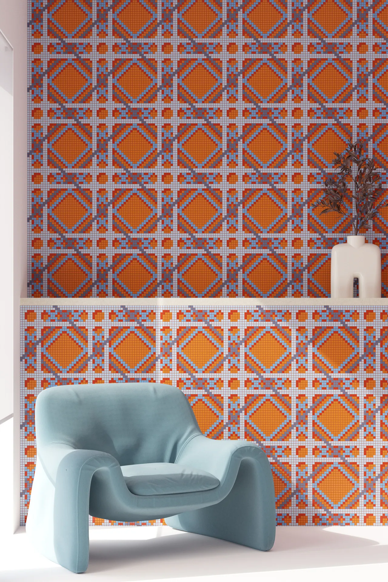 Eiffel Tangerine 10x10mm Mosaic