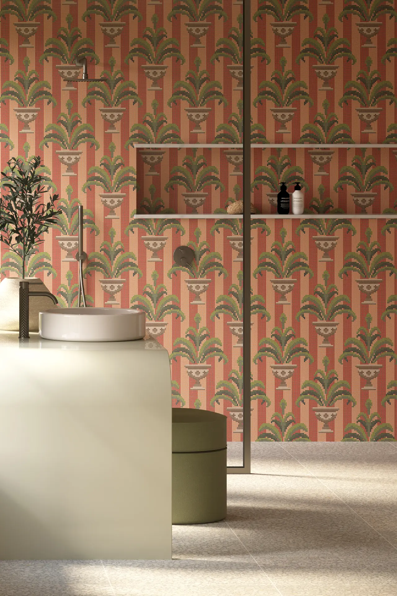 Burano Jardin Coral Stripe 4.8x4.8mm Mosaic