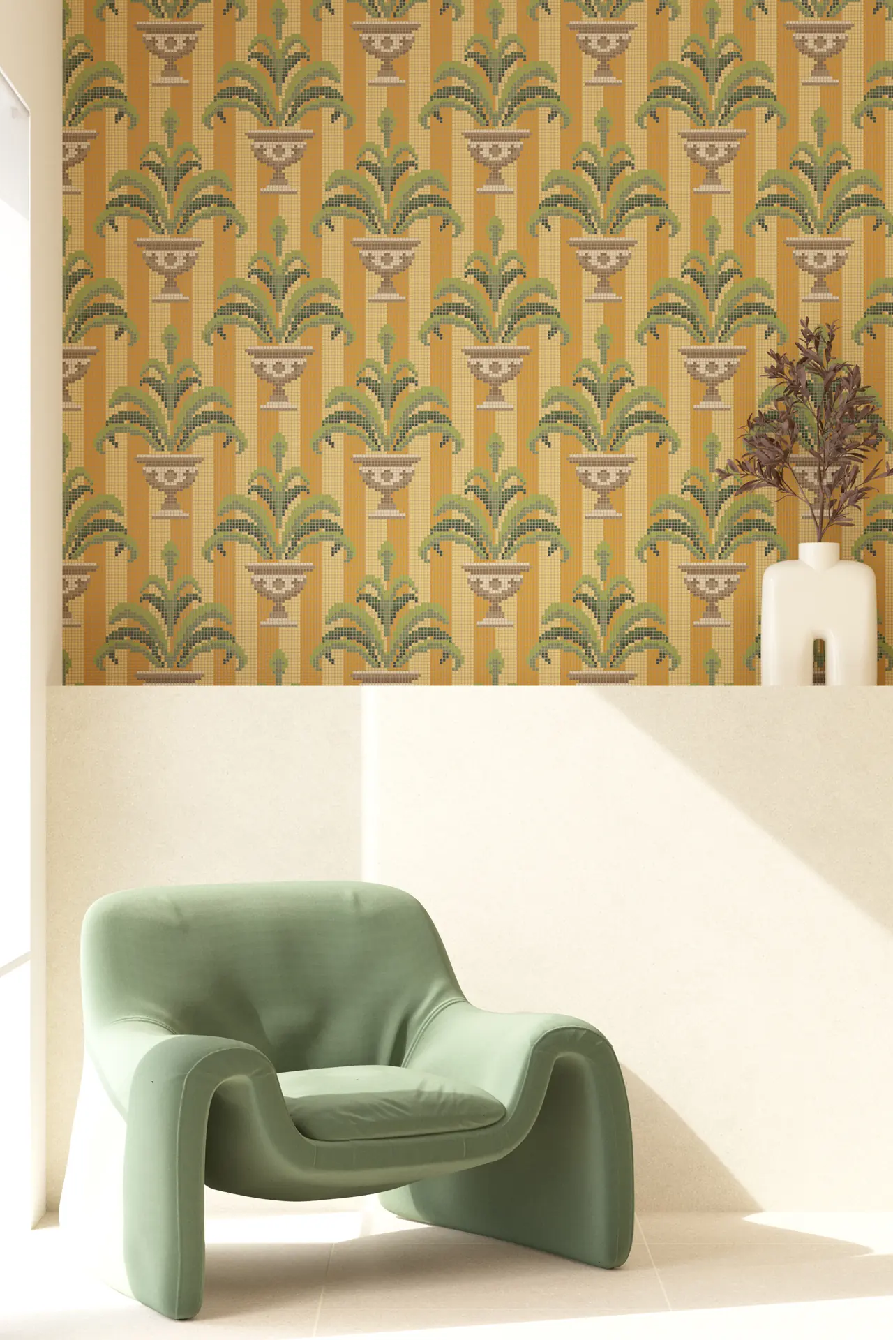 Burano Jardin Giallo Stripe 4.8x4.8mm Mosaic