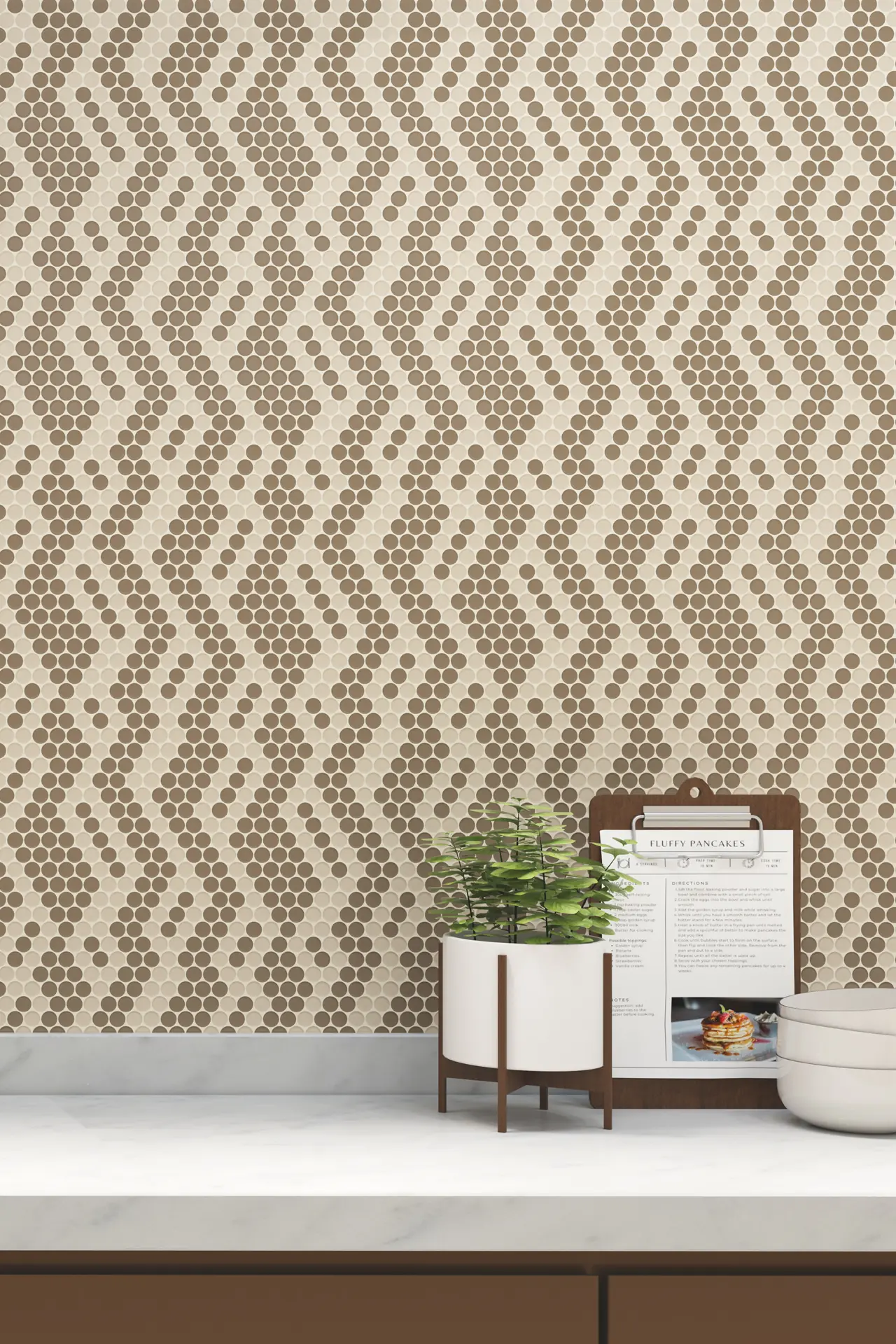 Burano Strands Fango Round Mosaic