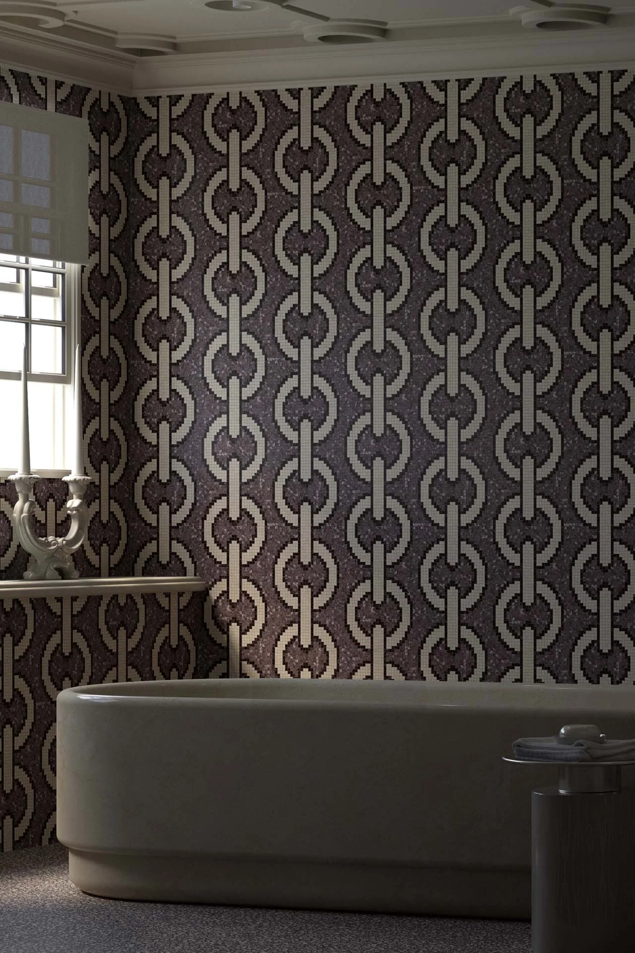 Chain Aubergine 10mm Stone Mosaic